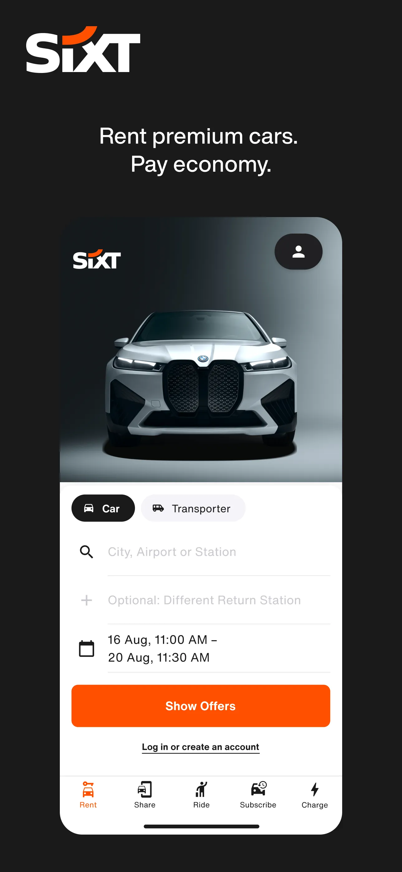 SIXT rent, share, ride & plus iphone screenshot 2