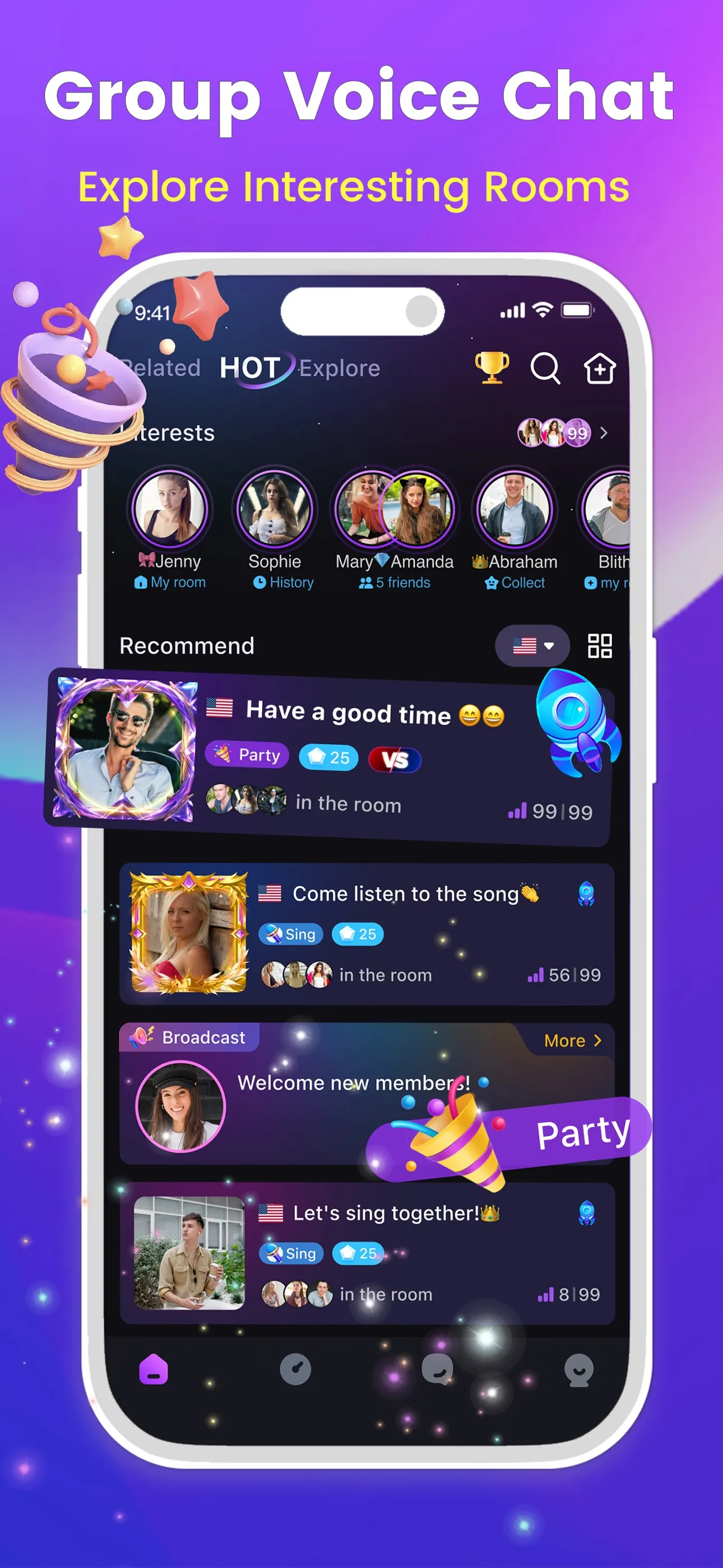 Hiya - Group Voice Chatroom iphone screenshot 1