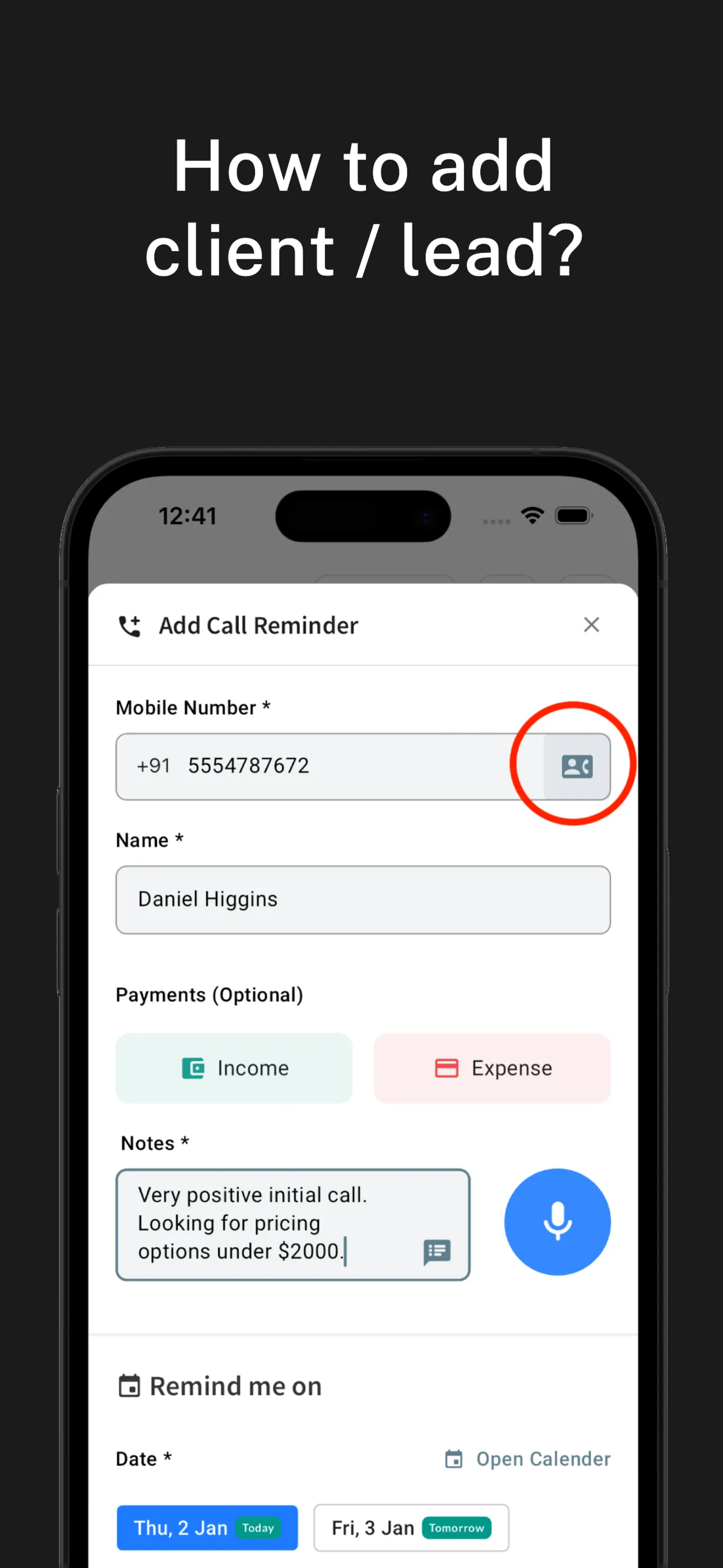 LeedsApp: Customer Follow Up iphone screenshot 2