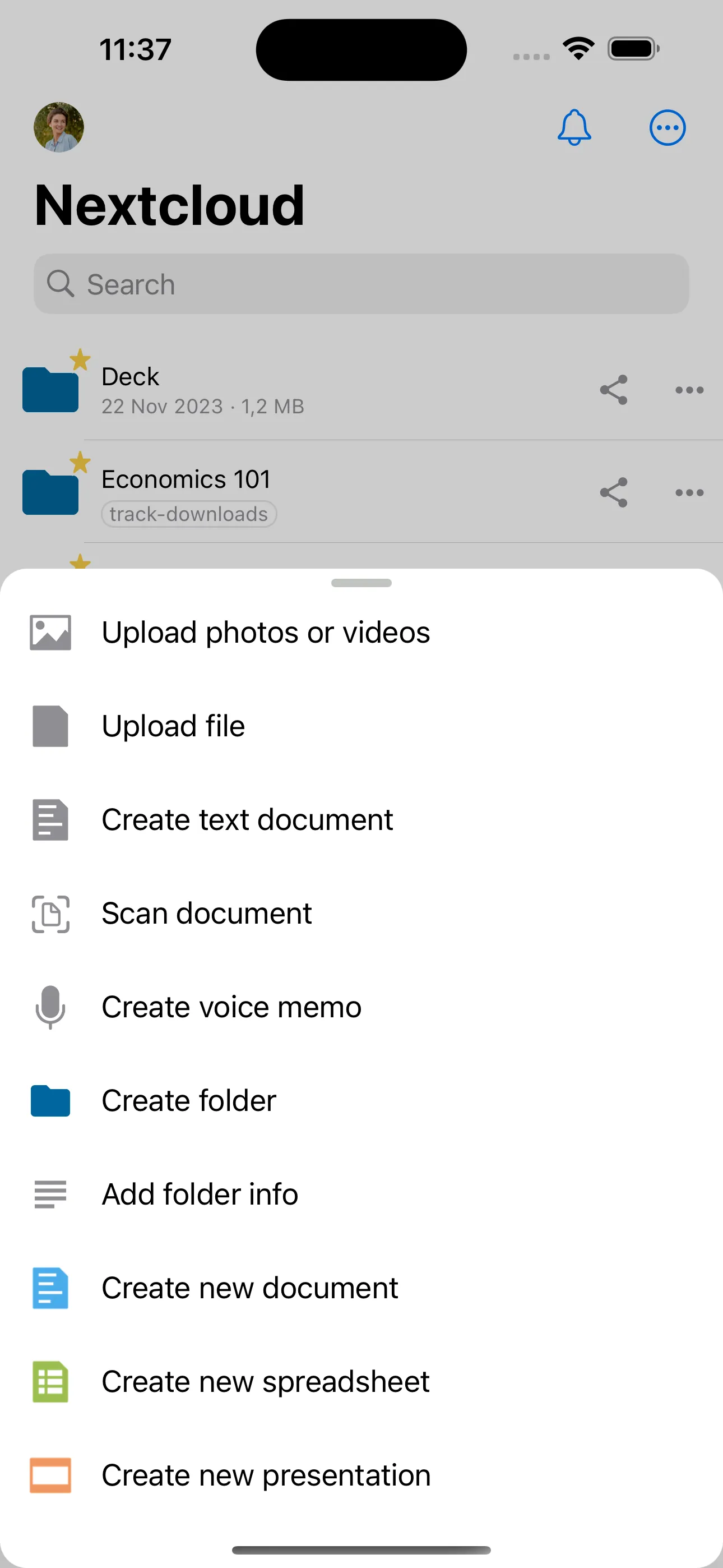 Nextcloud iphone screenshot 2