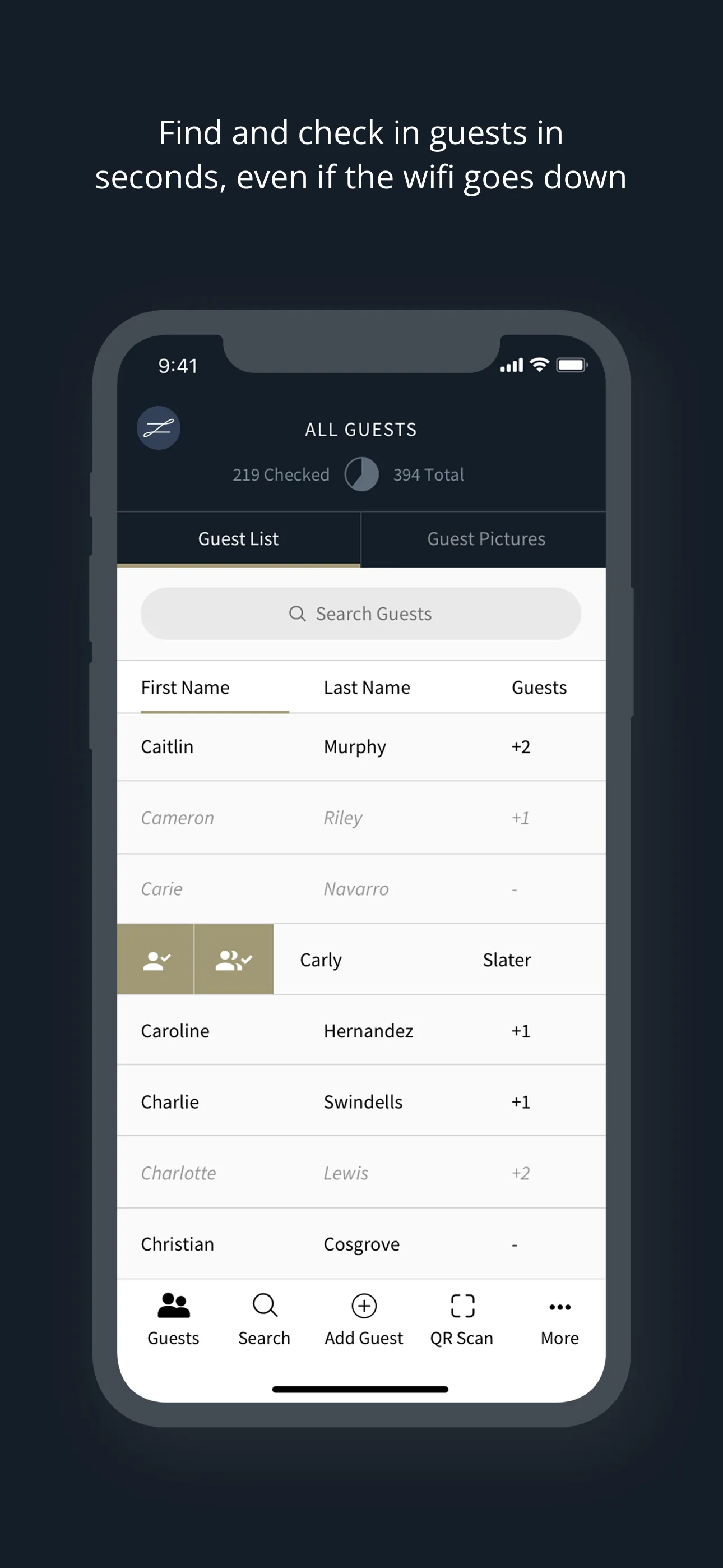 Guest List App | zkipster iphone screenshot 2