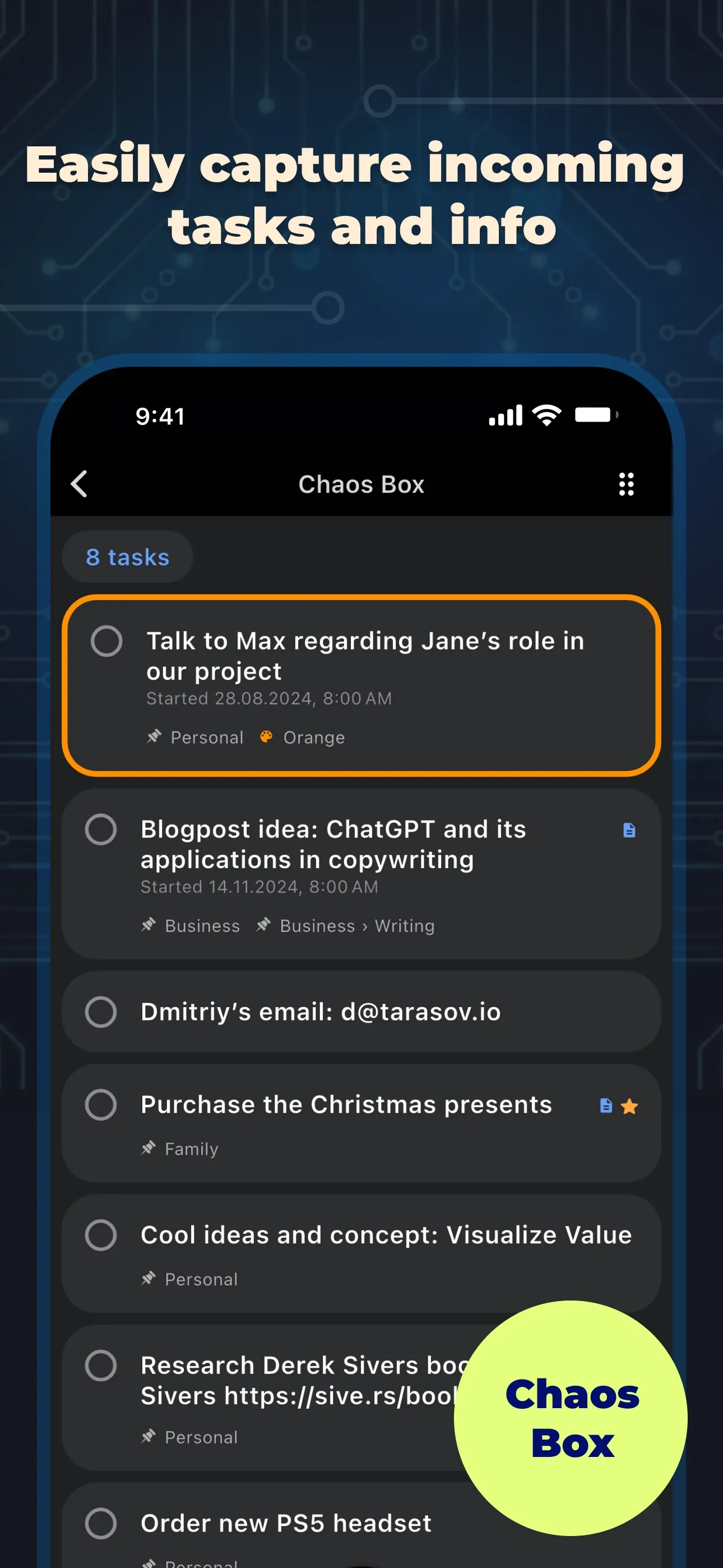 Chaos Control 2: AI Organizer iphone screenshot 4
