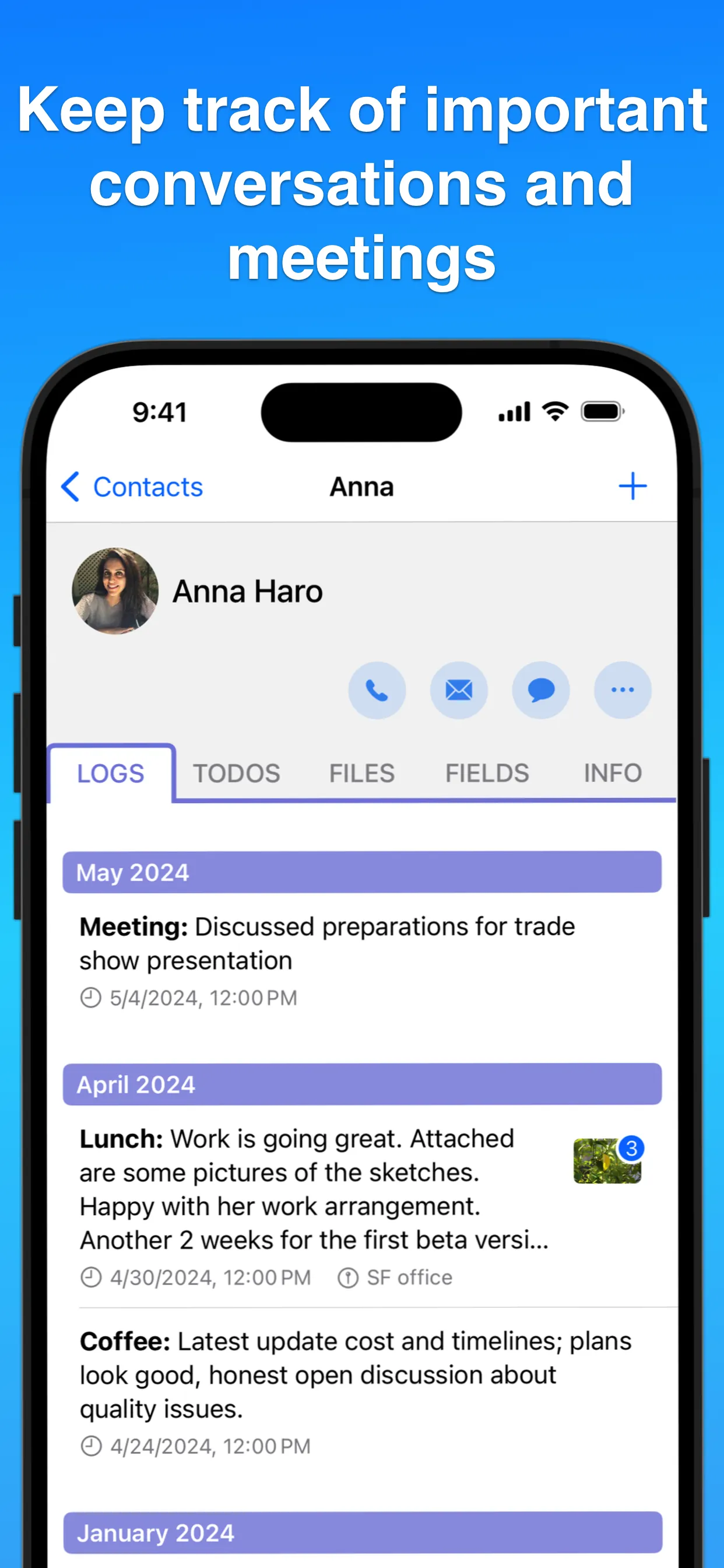 Contacts Journal CRM iphone screenshot 2