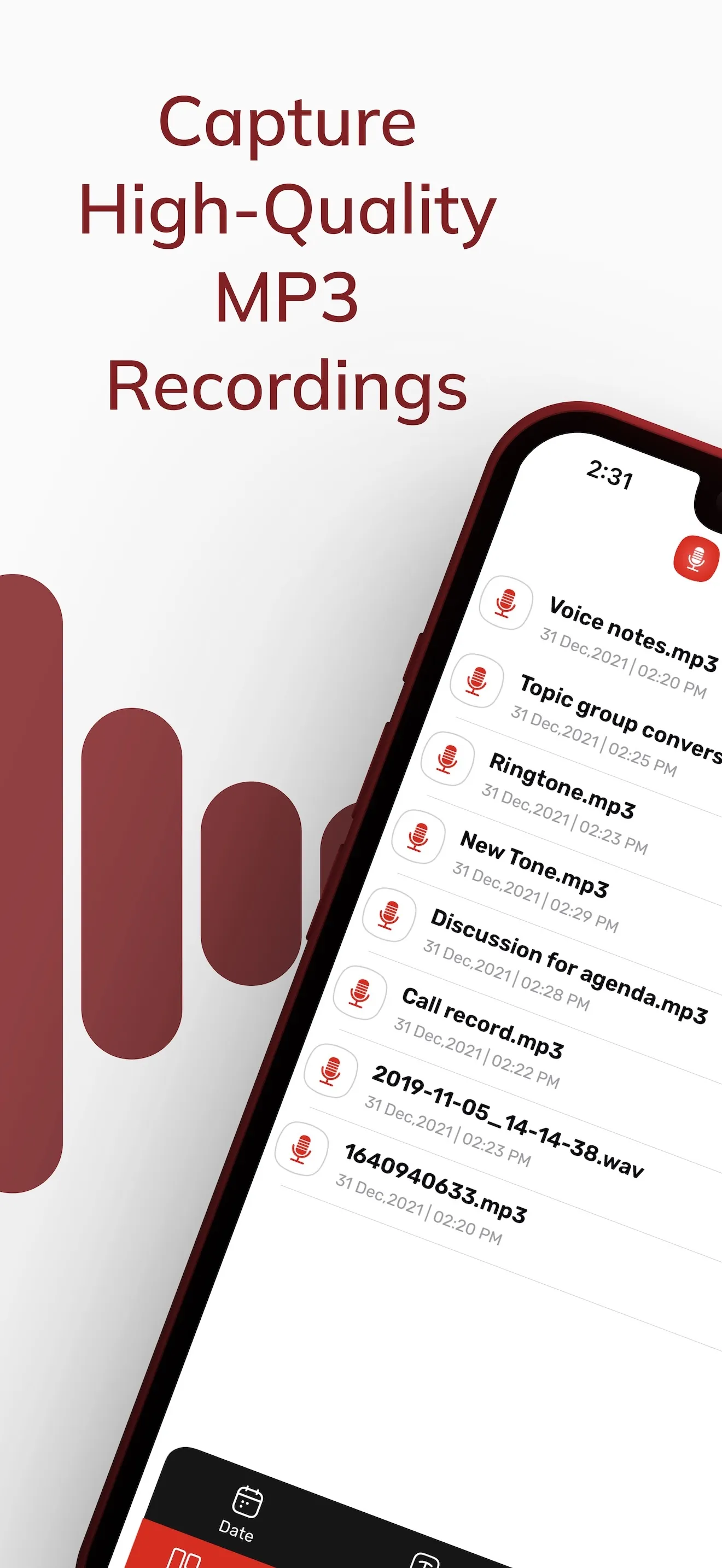 Mp3 Recorder Voice Memo App iphone screenshot 1