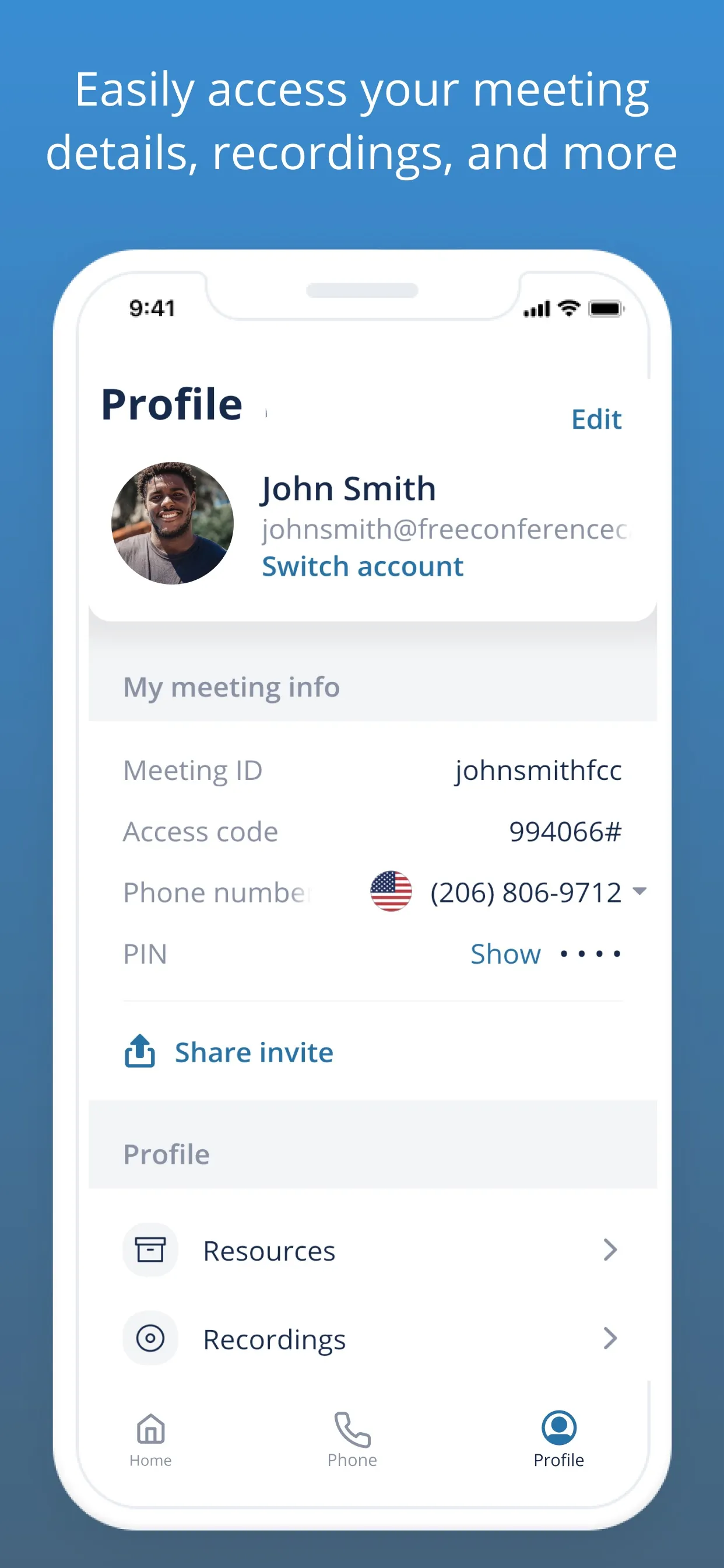 Free Conference Call iphone screenshot 5