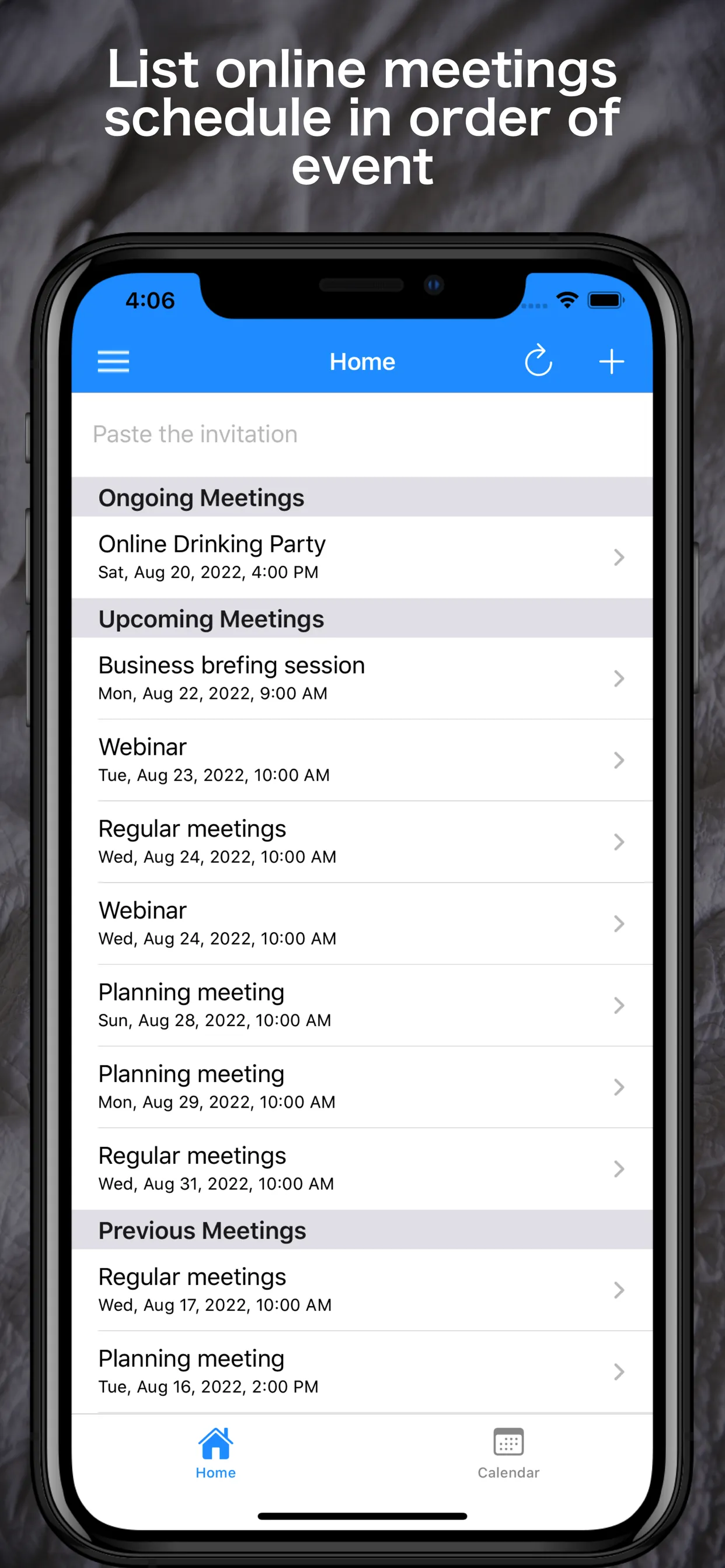 Online Meetings Schedule iphone screenshot 2