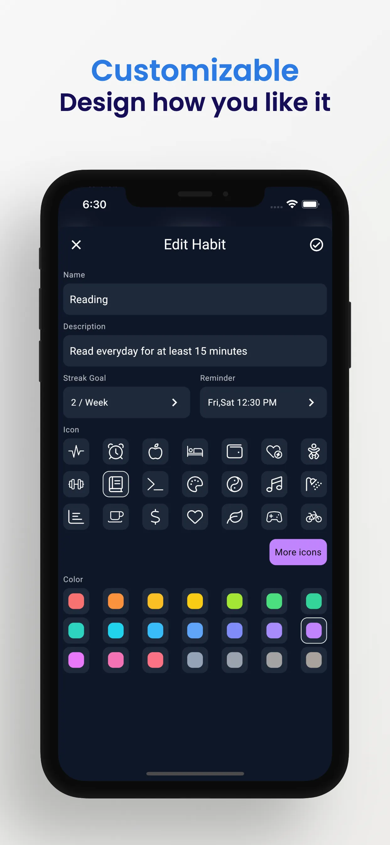 Habit Tracker - HabitKit iphone screenshot 3
