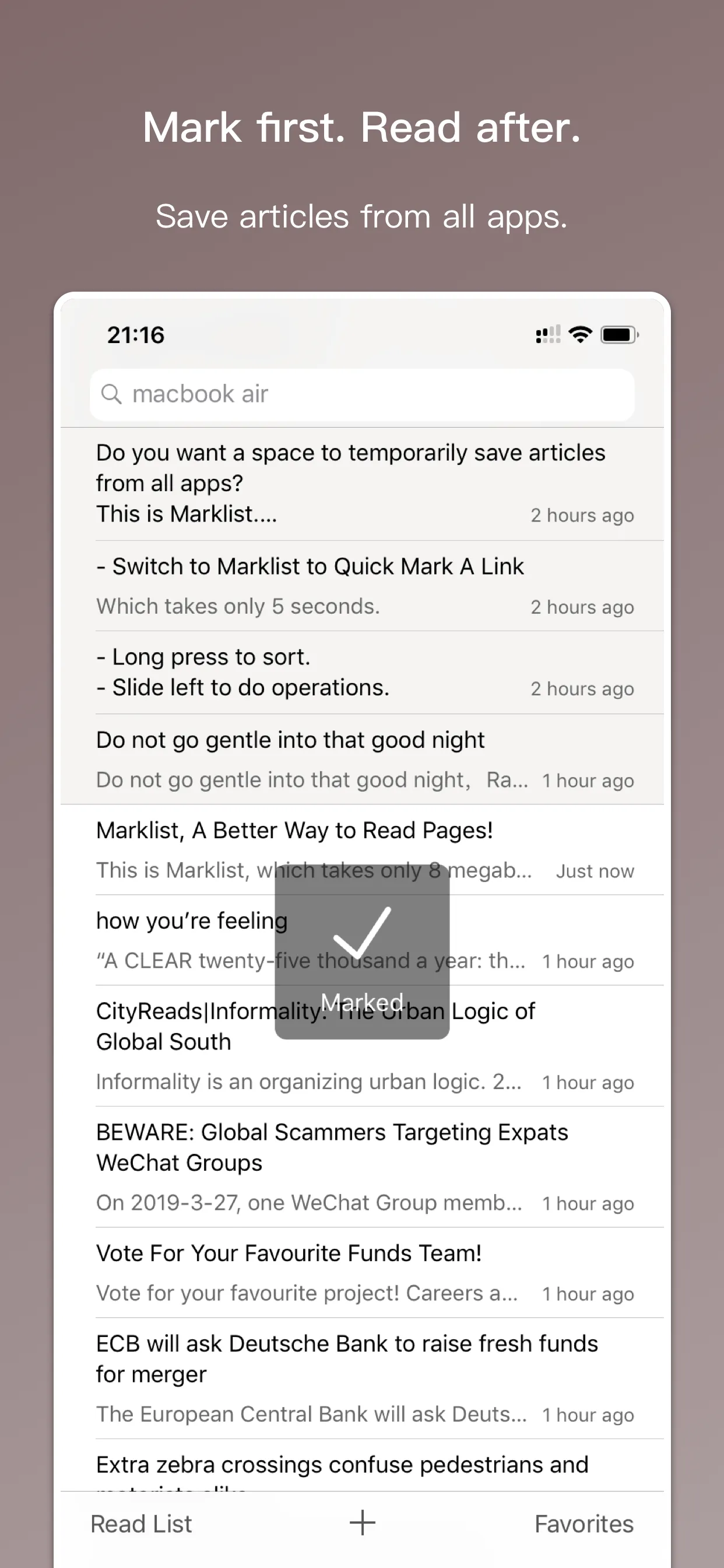 Marklist - Manage Later Things iphone screenshot 1