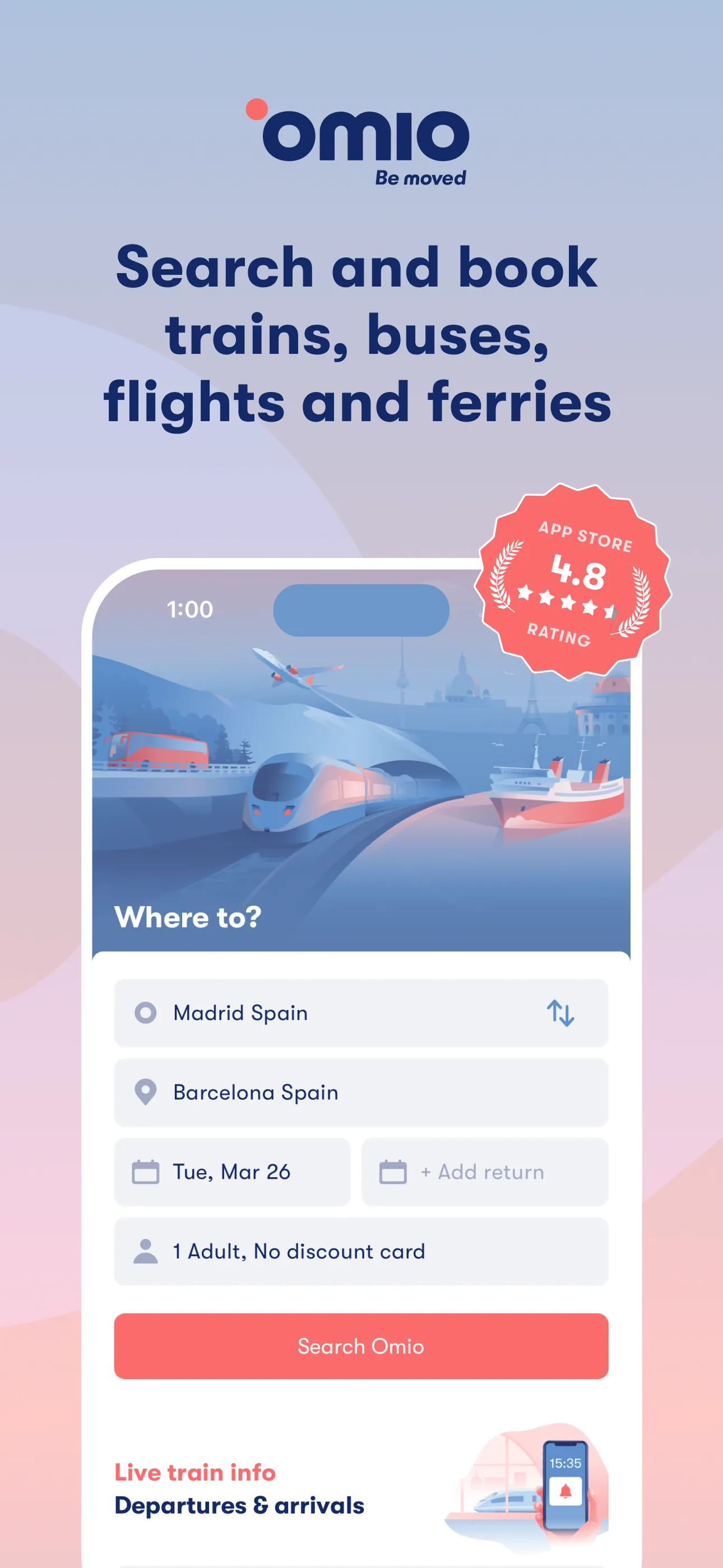 Omio: Europe & U.S. Travel iphone screenshot 1