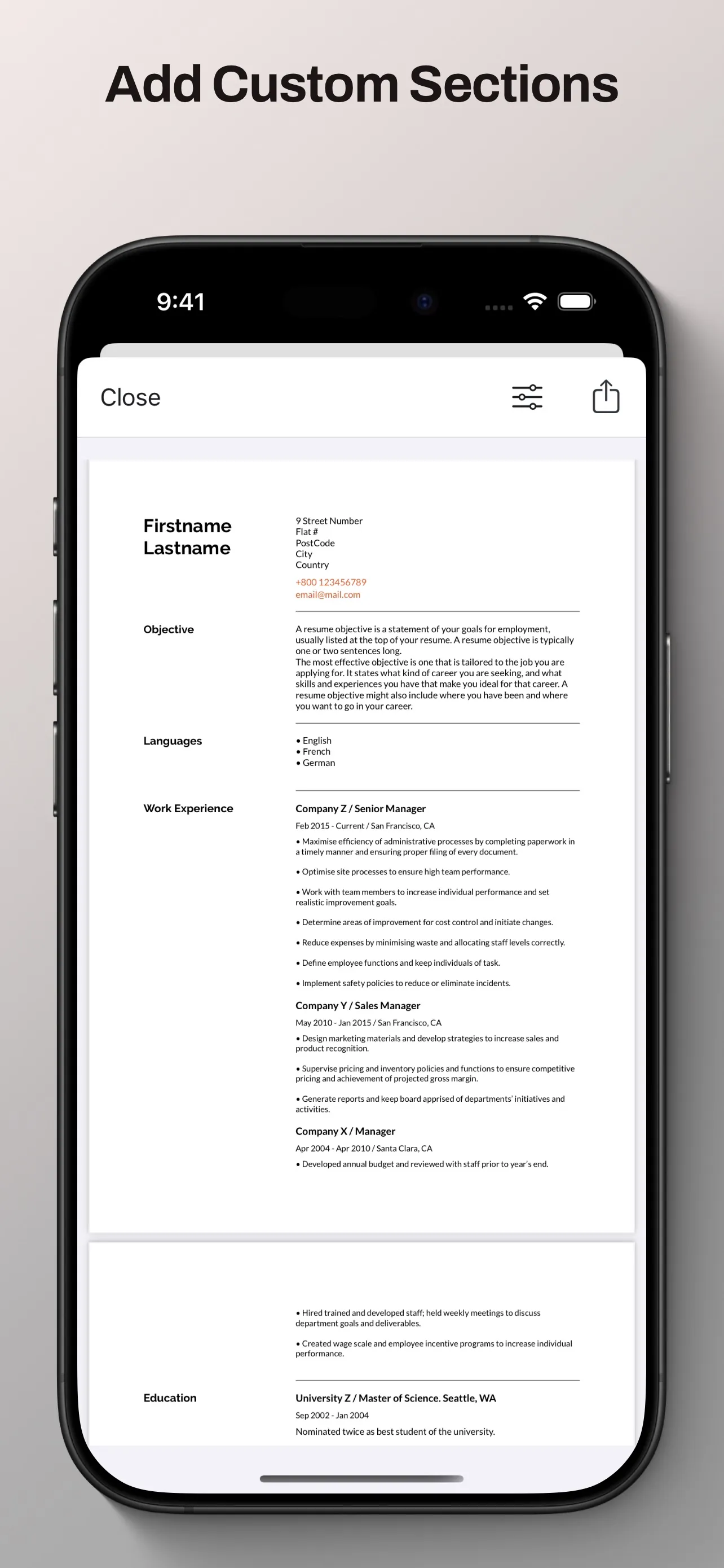 Professional Resume Builder iphone screenshot 3