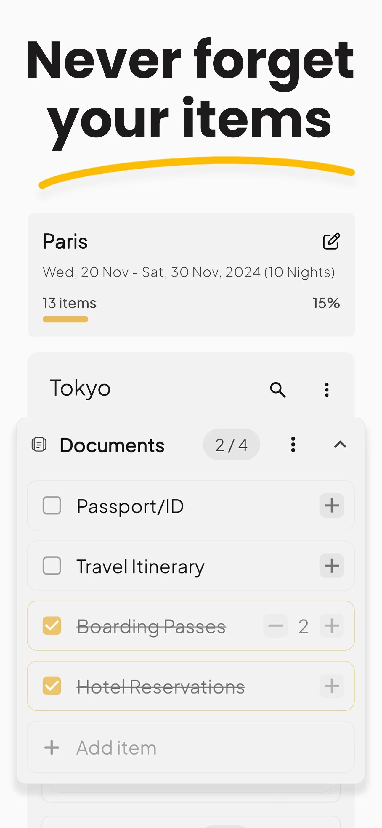 PackMate - Travel Packing List iphone screenshot 2