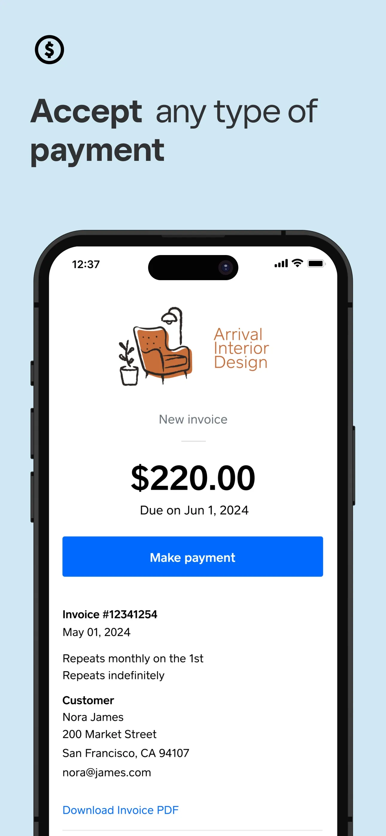 Square Invoices: Invoice Maker iphone screenshot 3