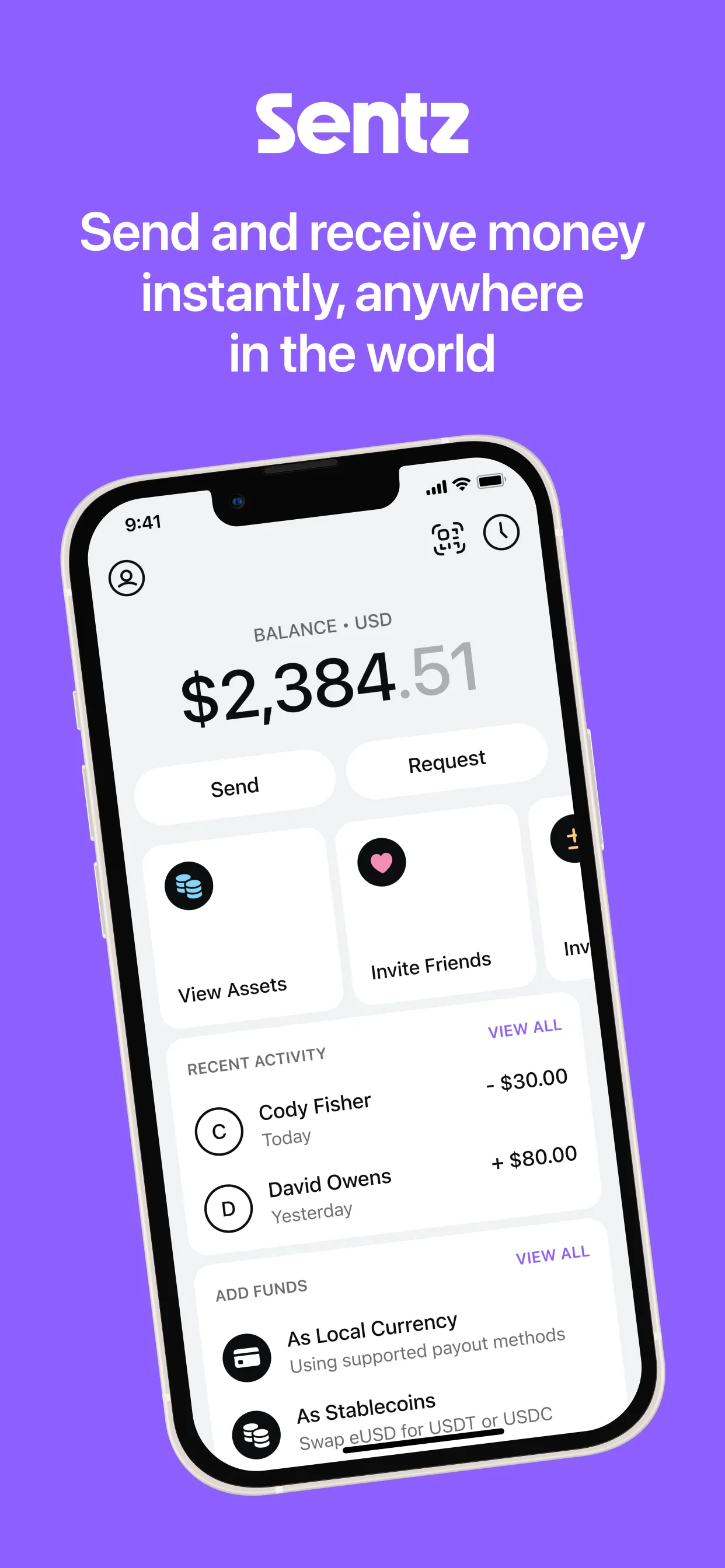 Sentz – The Global Payment App iphone screenshot 1