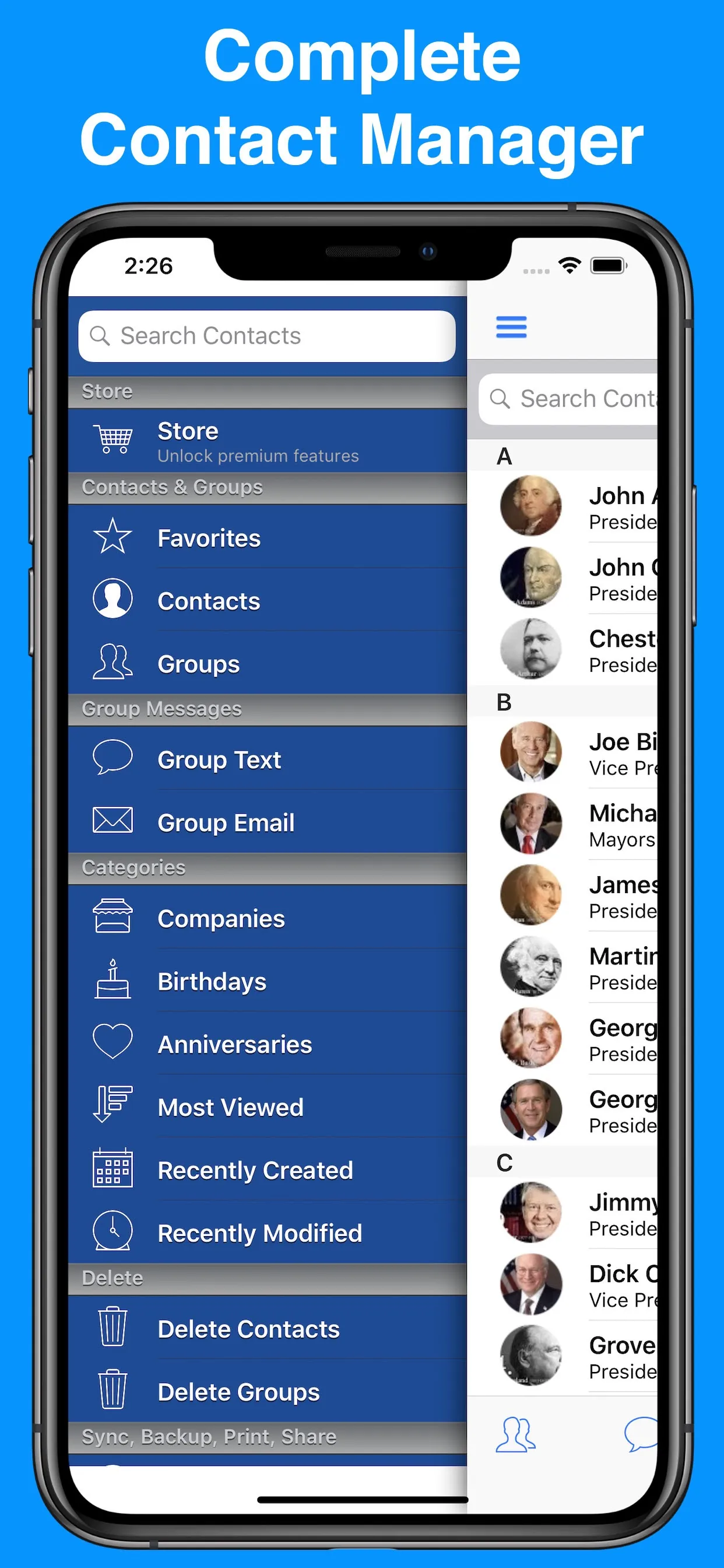 A2Z Contacts - Group Text App iphone screenshot 1
