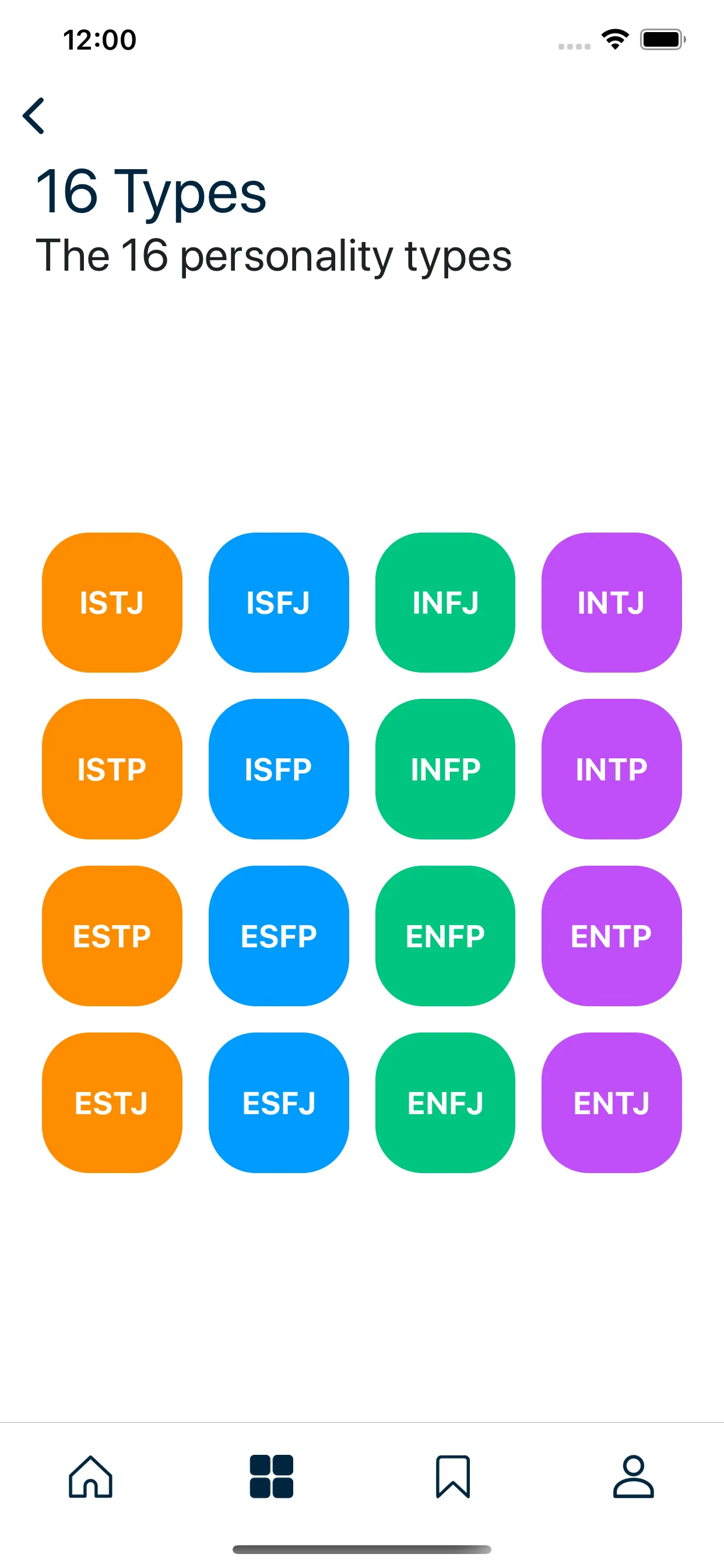 The Personality Types iphone screenshot 2