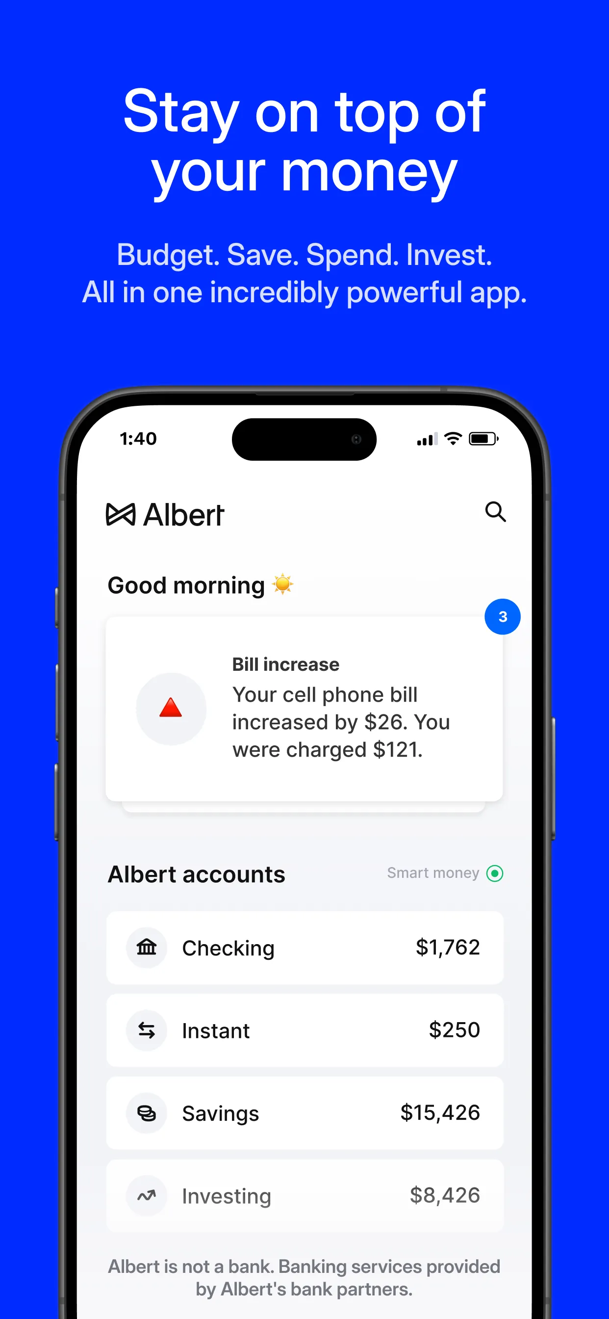 Albert: Budgeting and Banking iphone screenshot 1