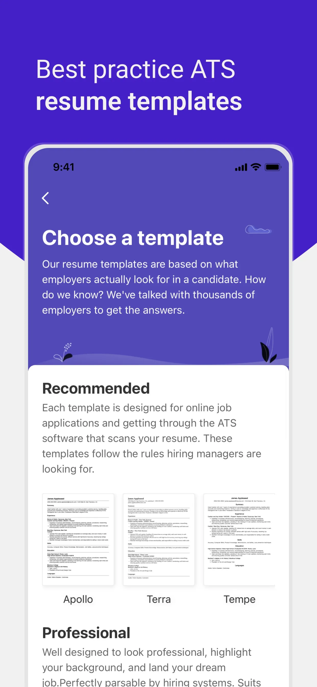Resume Builder: PDF Resume App iphone screenshot 2