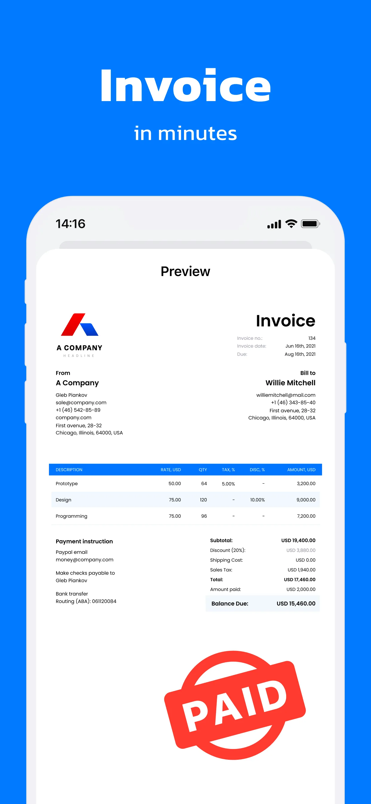 Invoice Maker・The Estimate App iphone screenshot 1