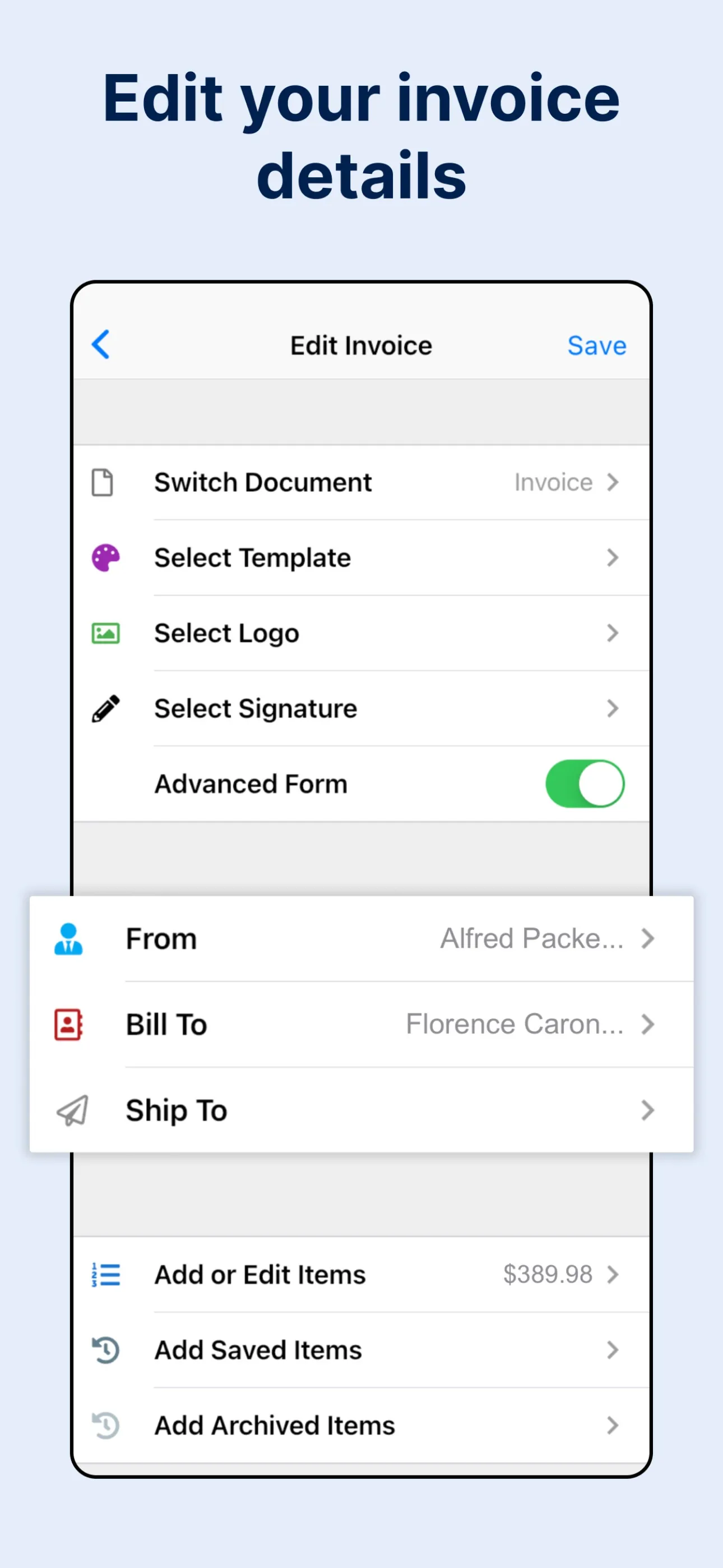 Invoice Maker by Invoice Home iphone screenshot 3