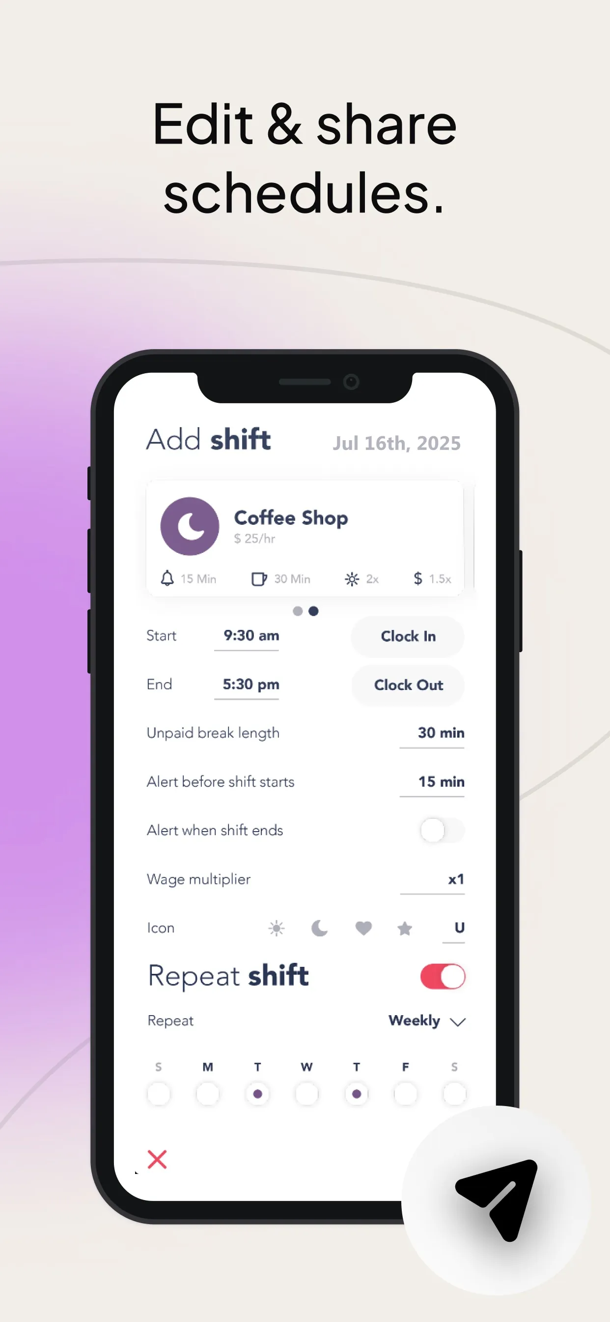 WorkTime: Shift Work Calendar iphone screenshot 4