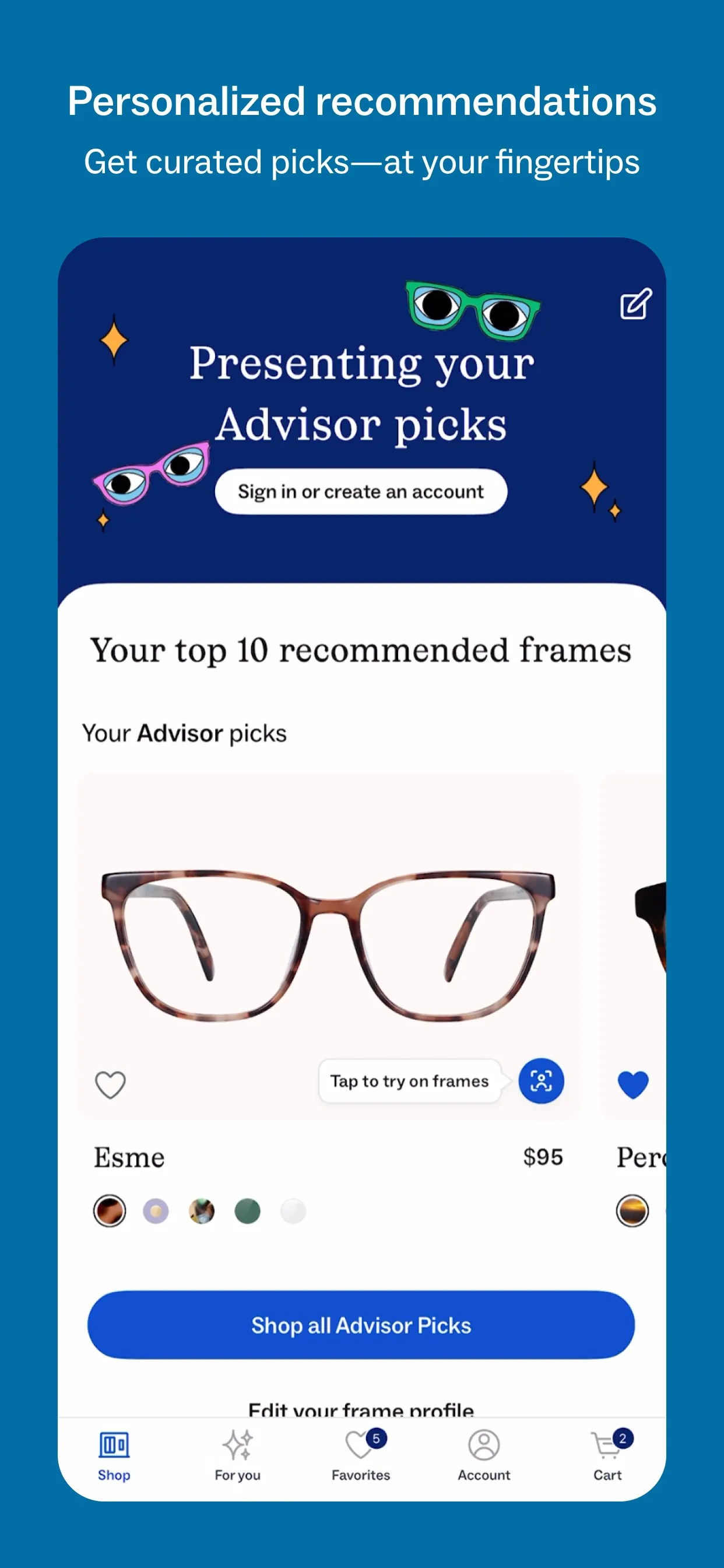 Warby Parker iphone screenshot 2