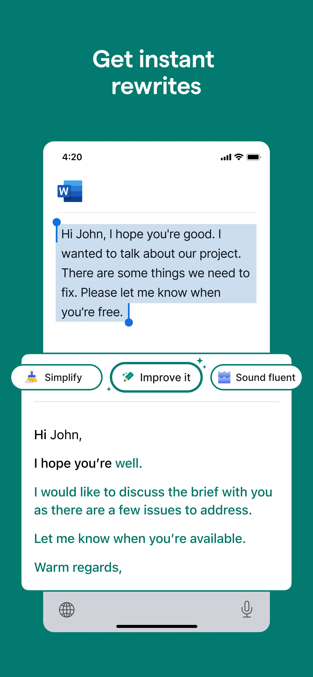 Grammarly: AI Writing Keyboard iphone screenshot 7
