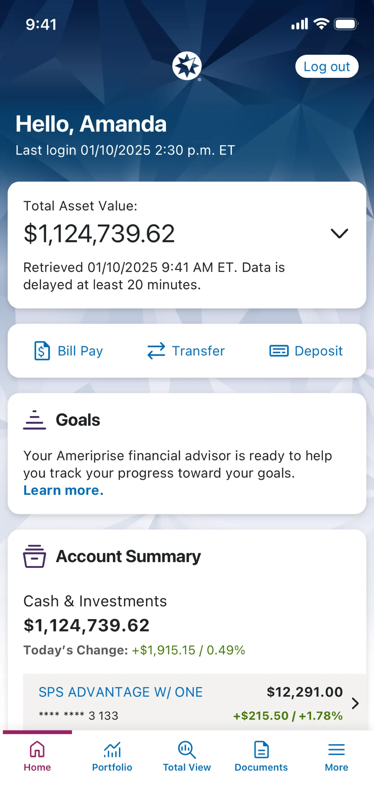 Ameriprise Financial iphone screenshot 1