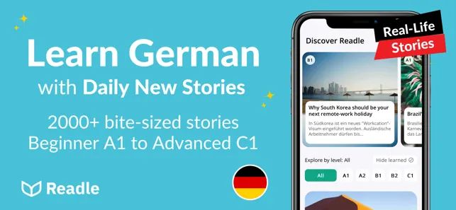 Learn German: News by Readle iphone screenshot 1
