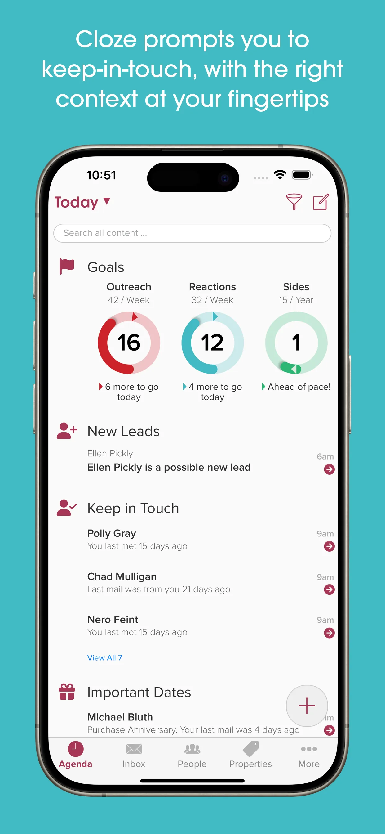 Cloze Relationship Management iphone screenshot 2