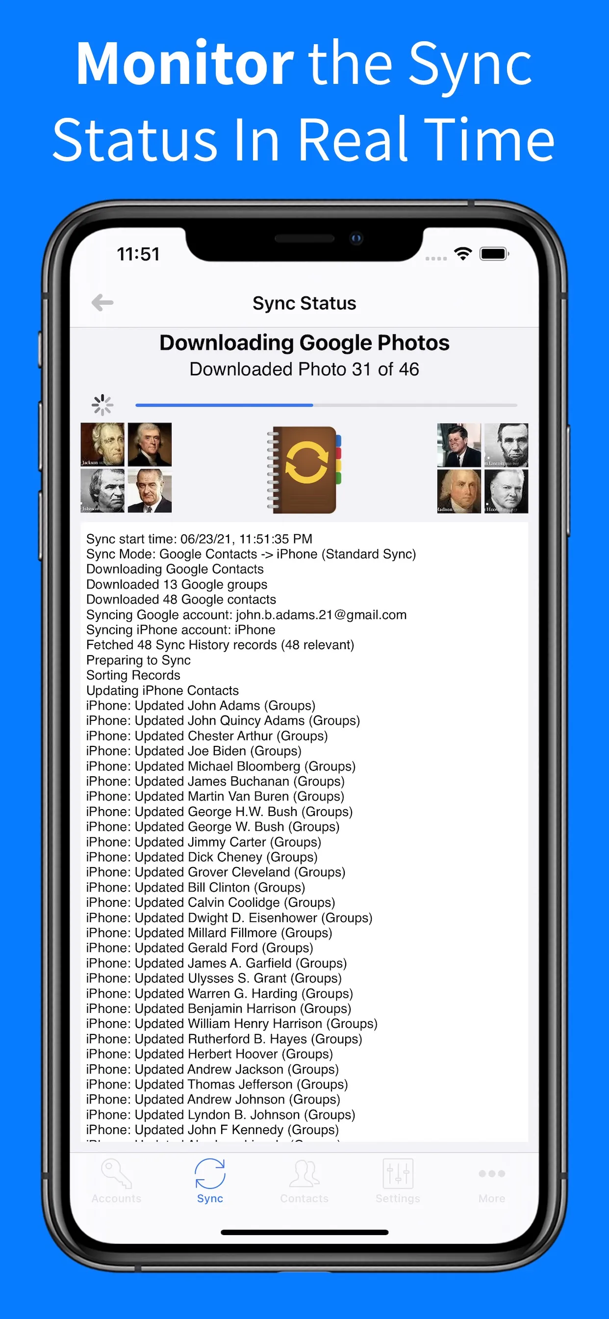 Contacts Sync: Google & More iphone screenshot 5
