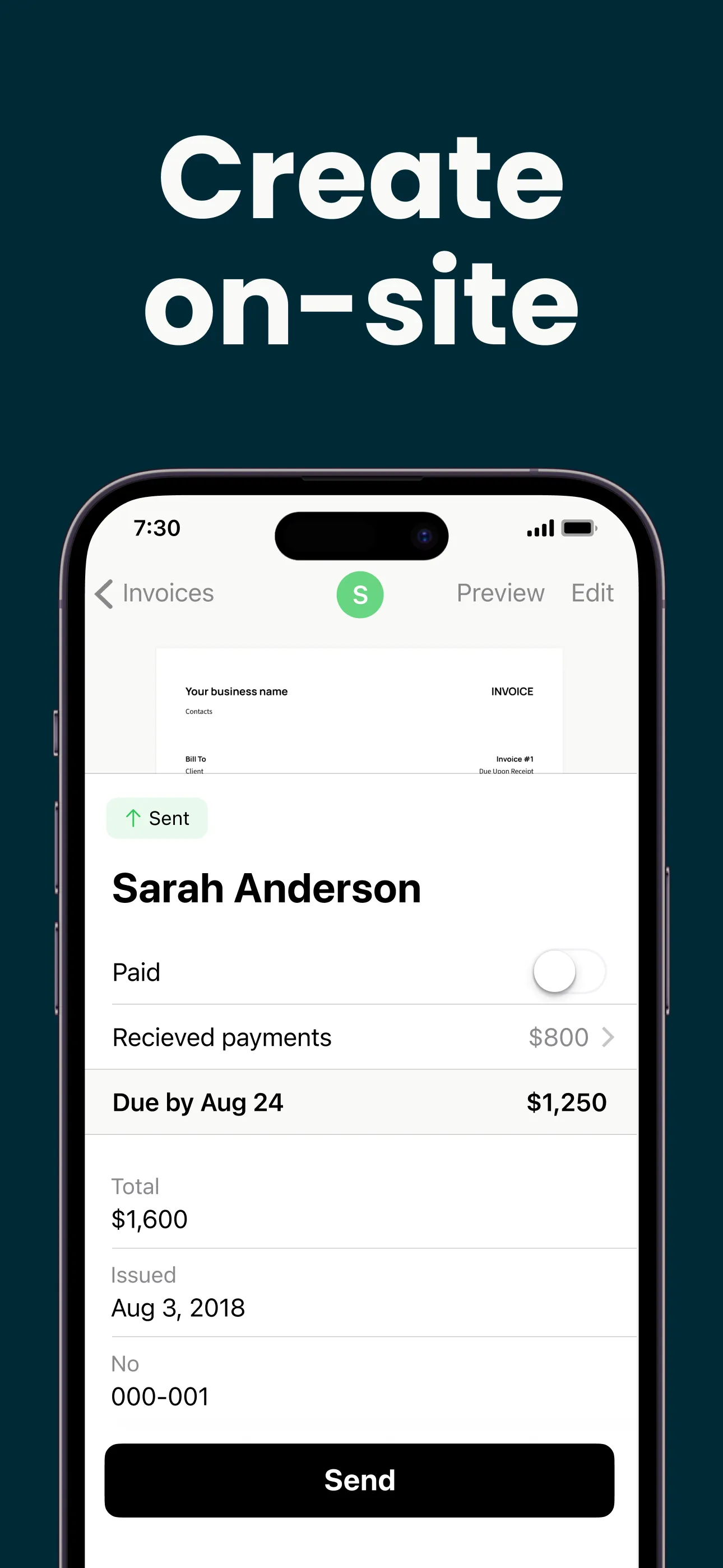 Invoice Maker Tofu & Estimates iphone screenshot 2