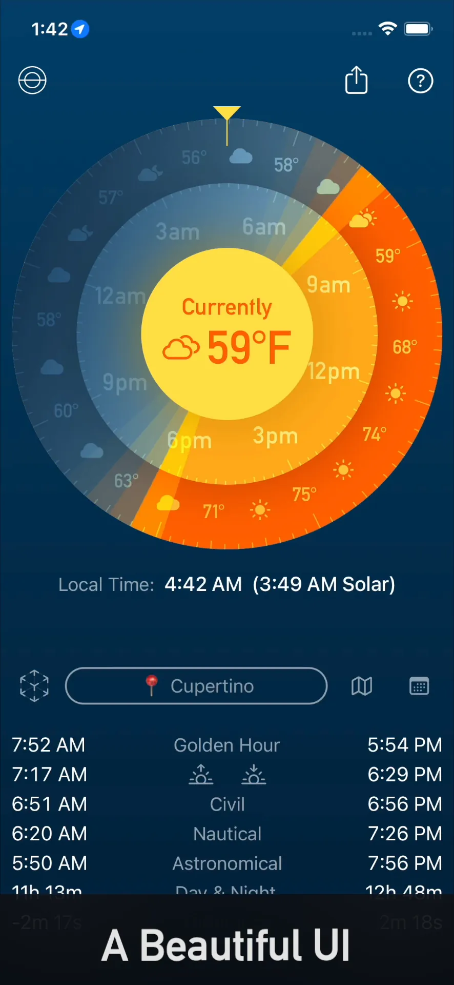 Sunrise Sunset Time SolarWatch iphone screenshot 1