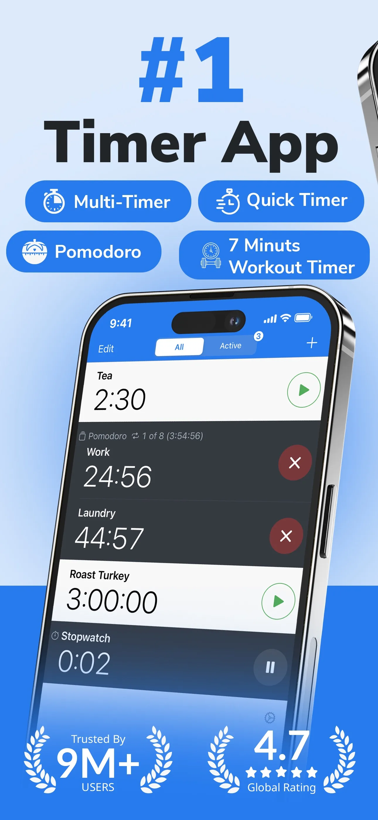 Timer+ · Multiple Timers iphone screenshot 1