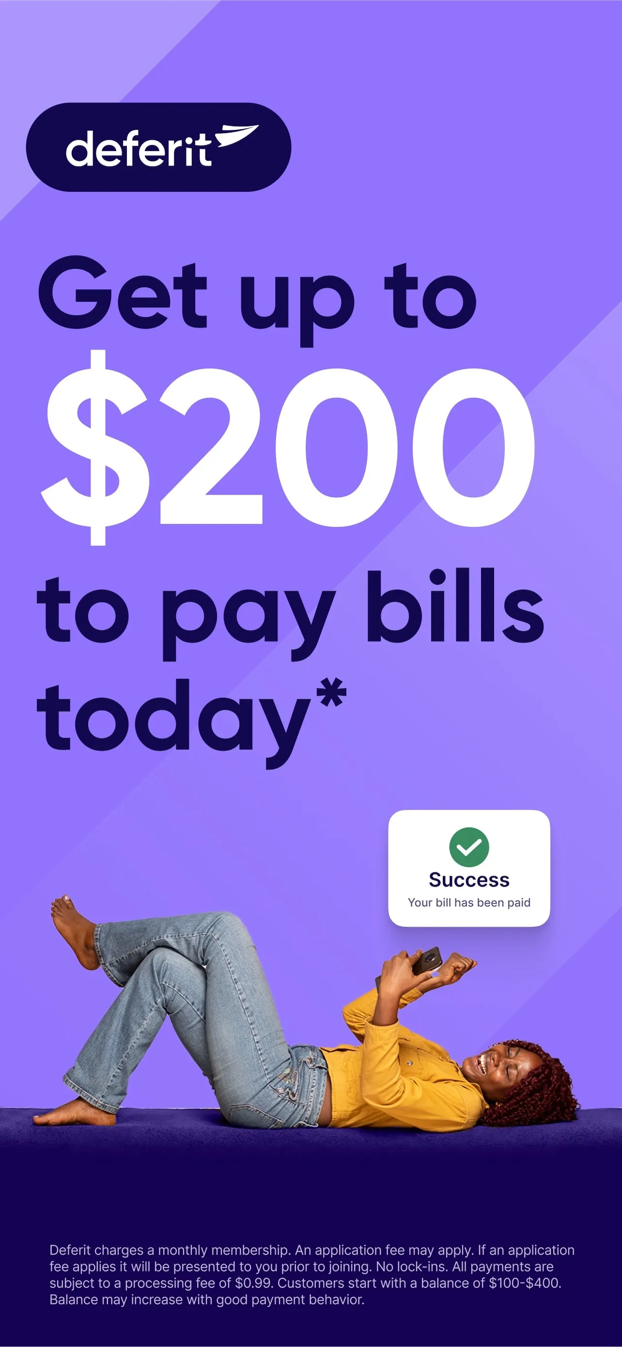 Deferit: Pay bills in 4 iphone screenshot 1