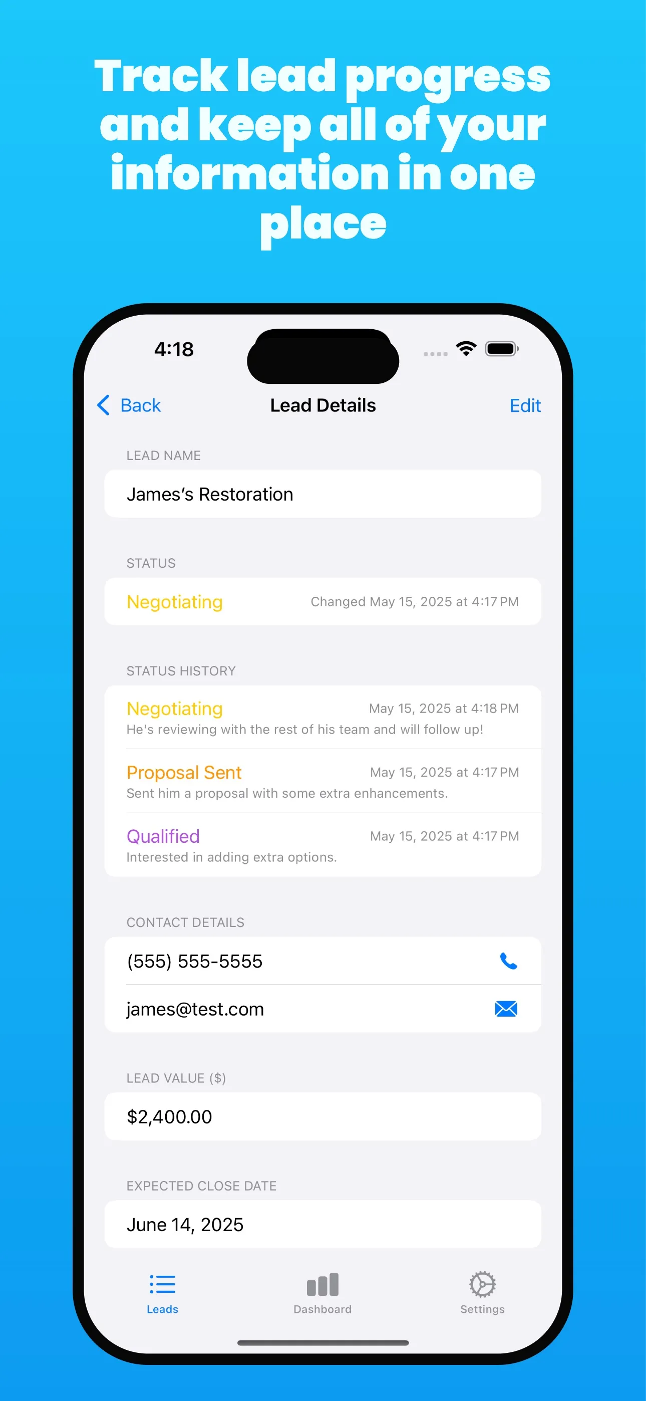 Spring: Simple CRM iphone screenshot 2