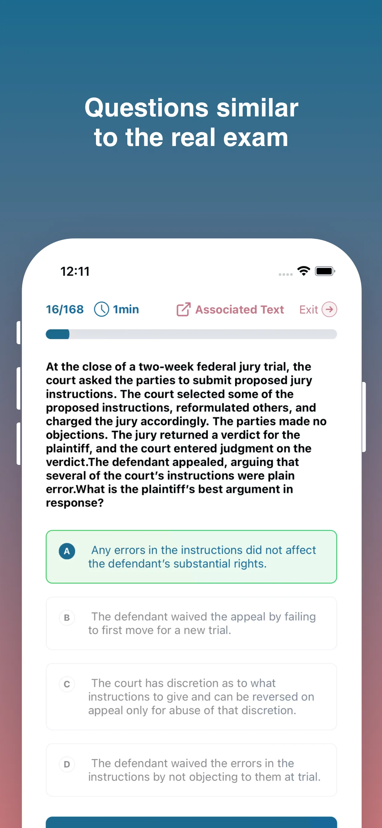BAR Prep Exam iphone screenshot 2
