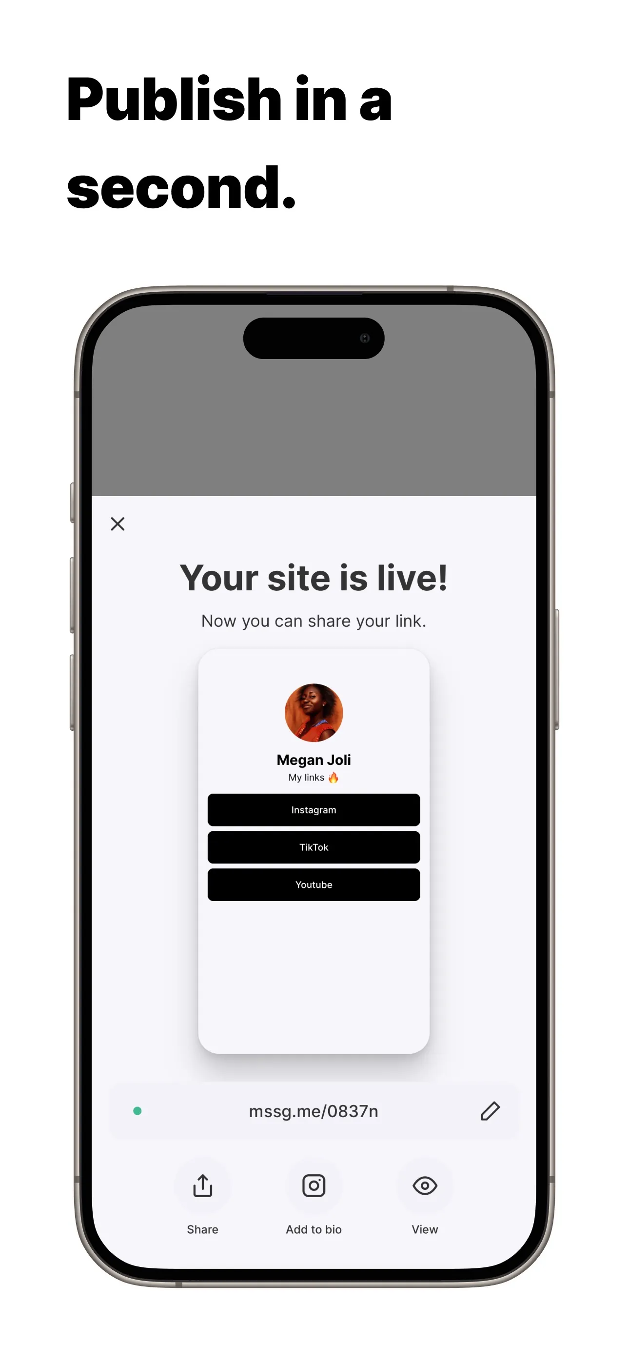 Link In Bio Websites - Mssg.me iphone screenshot 4