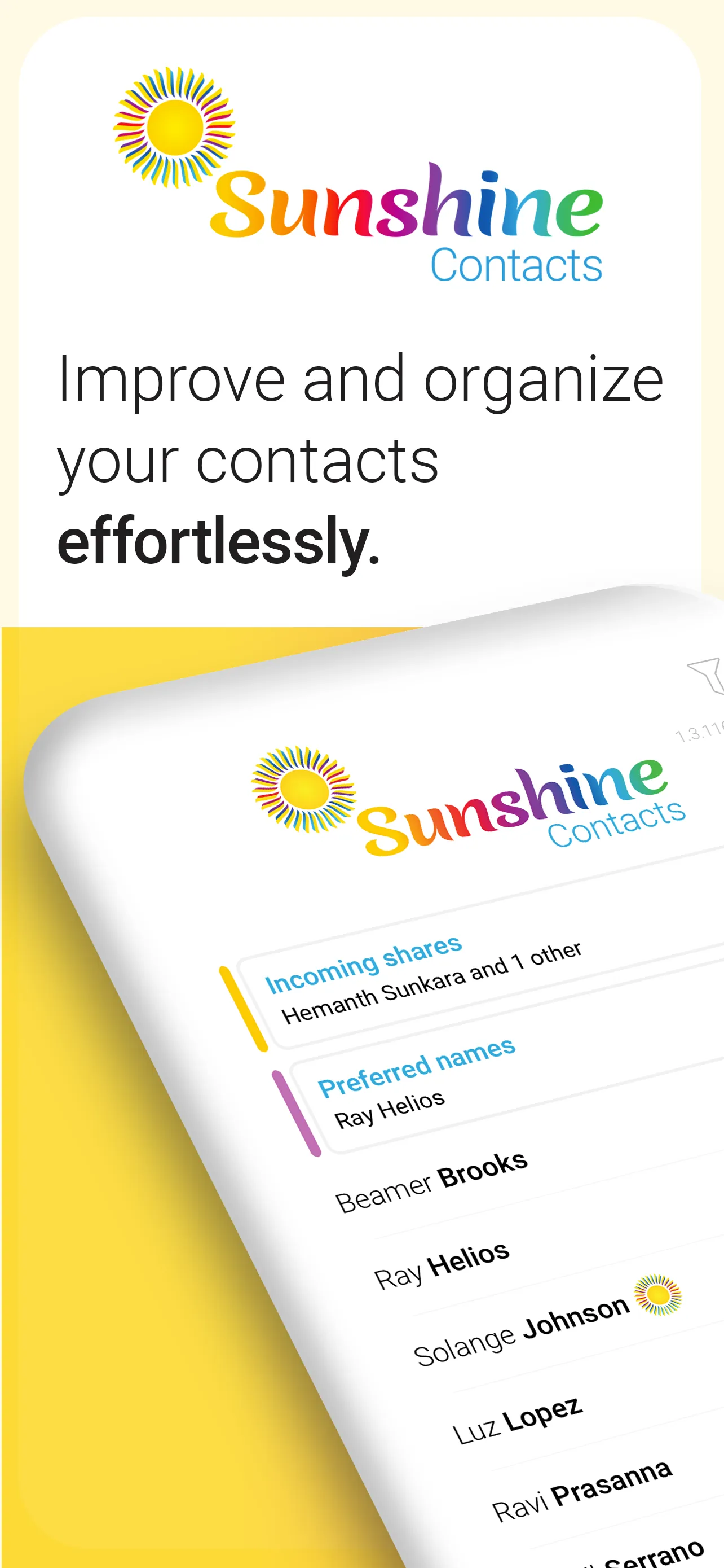 Sunshine Contacts iphone screenshot 1