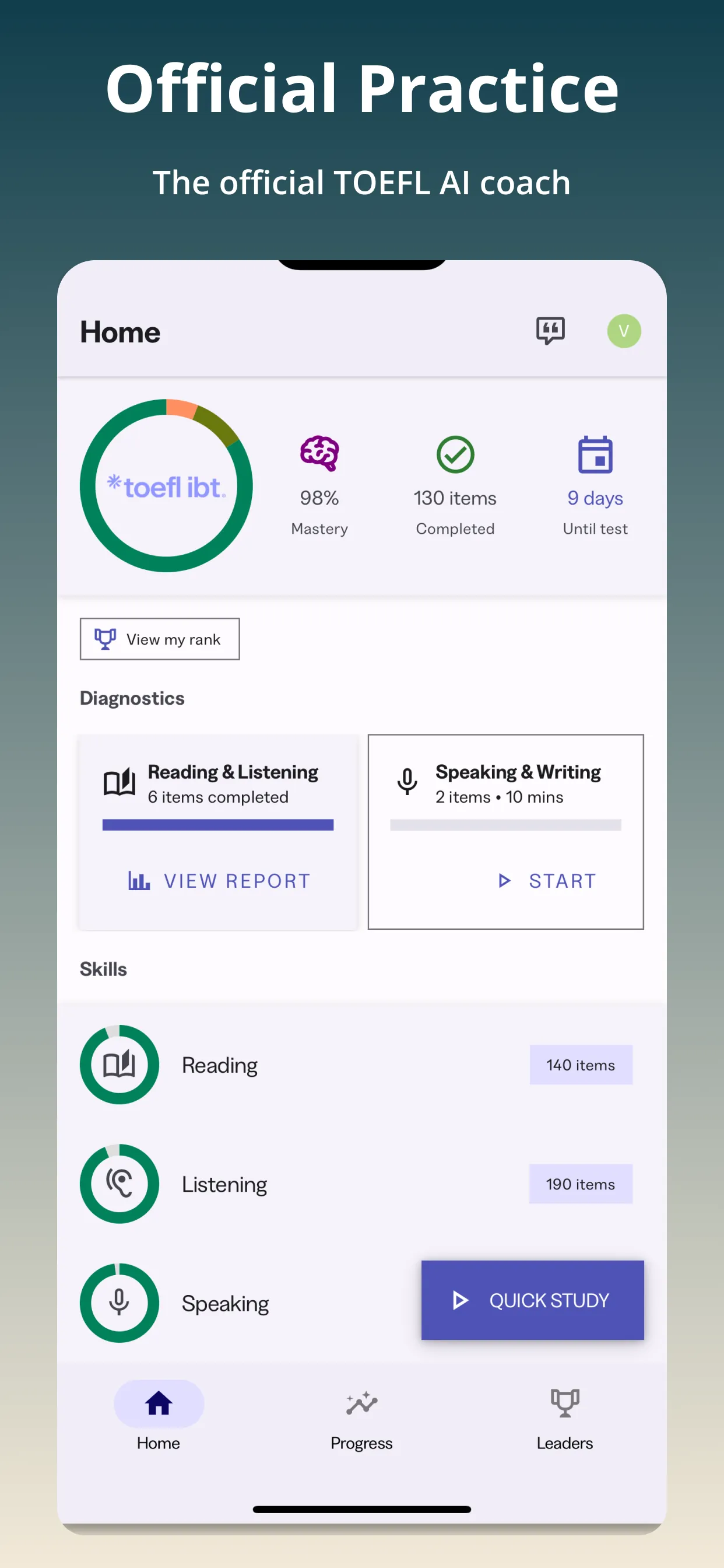 Official TOEFL Practice iphone screenshot 1