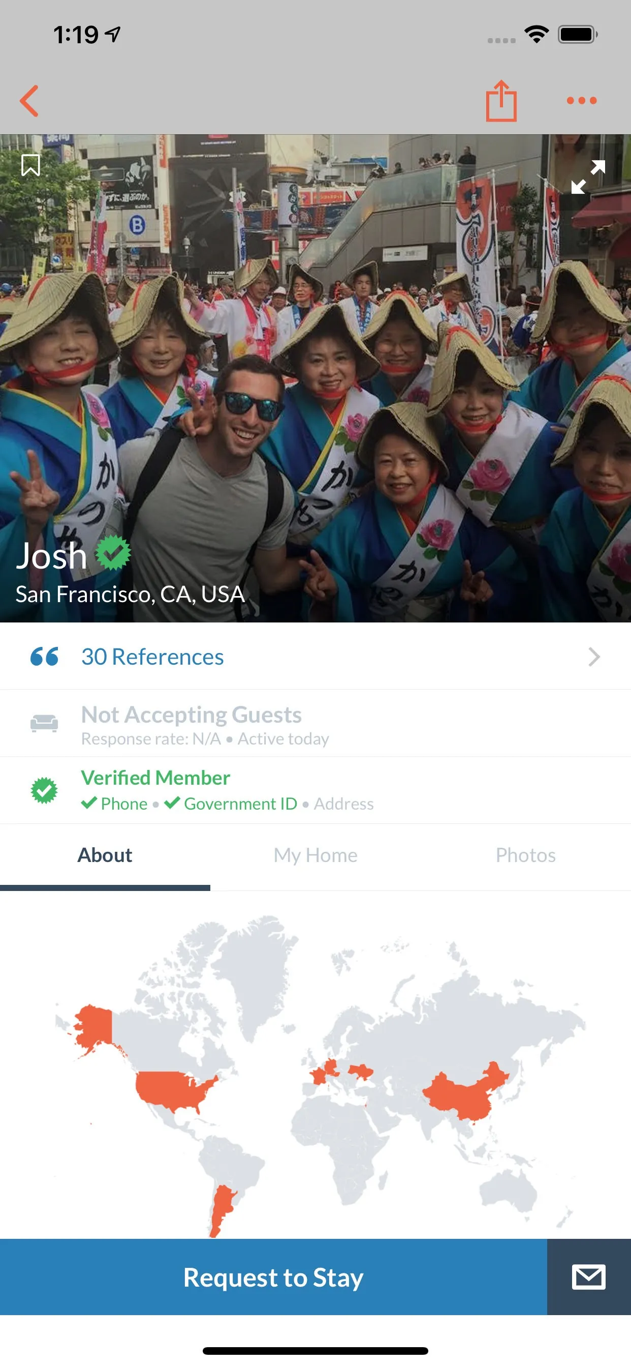 Couchsurfing Travel App iphone screenshot 2