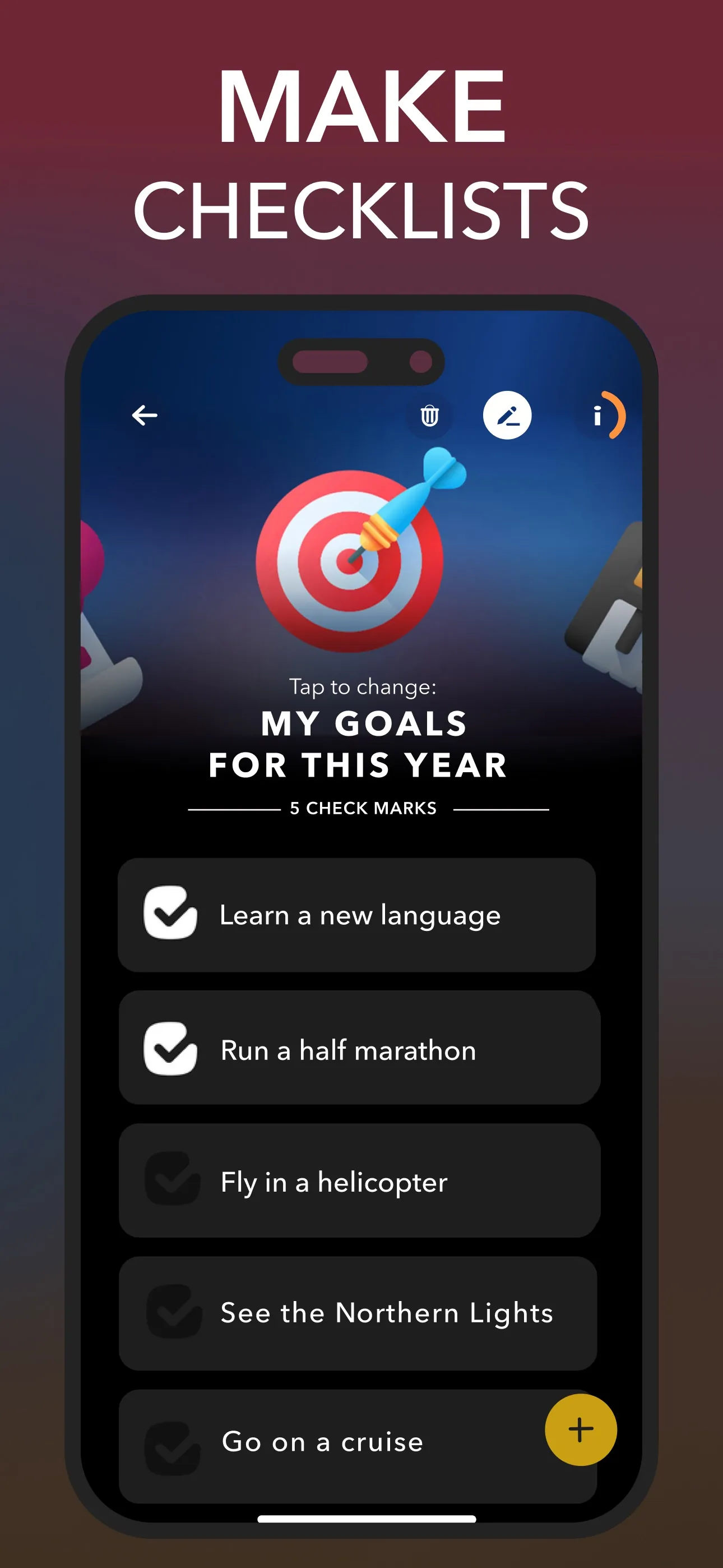 Bucket List Maker: Check Marks iphone screenshot 3