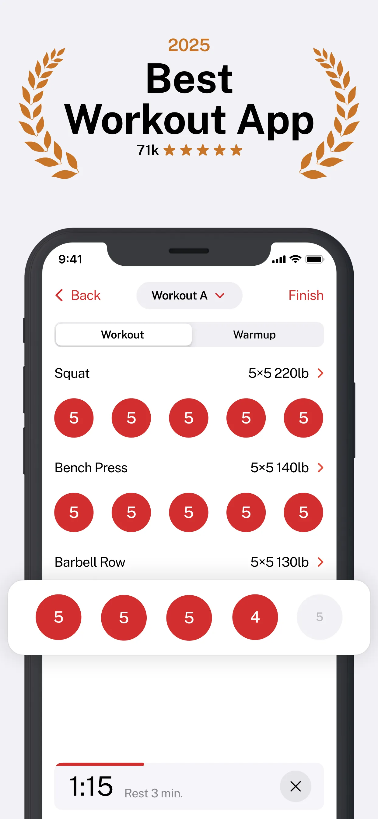 StrongLifts Weight Lifting Log iphone screenshot 1