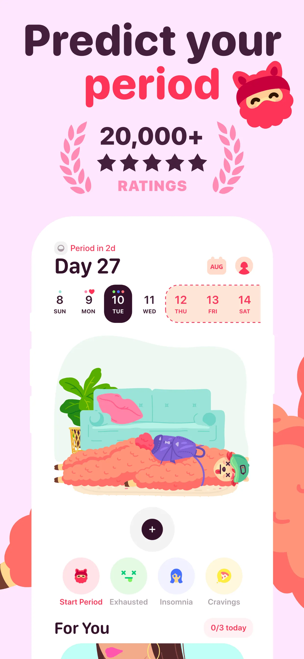 My period calendar Pinkllama iphone screenshot 1