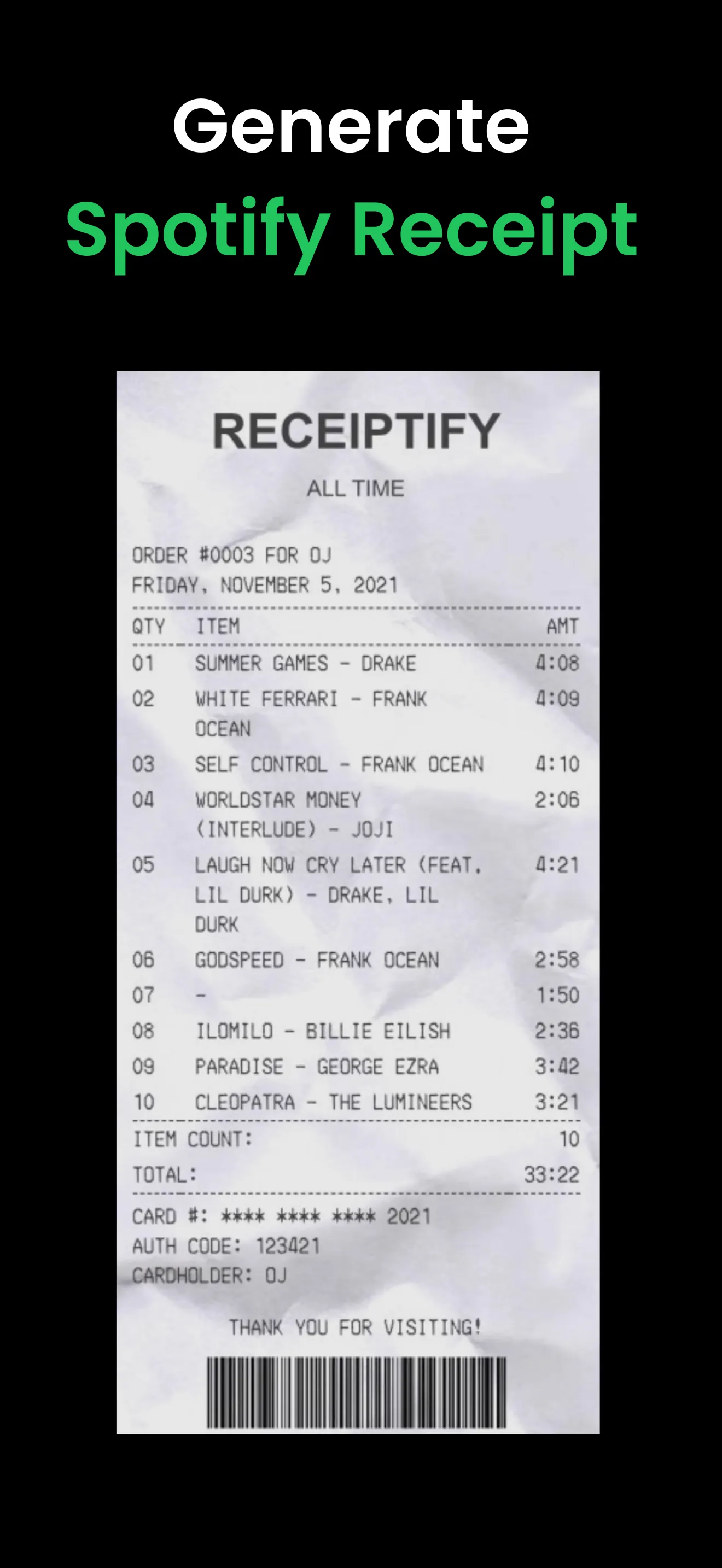 Receiptify: Stats for Spotify iphone screenshot 3