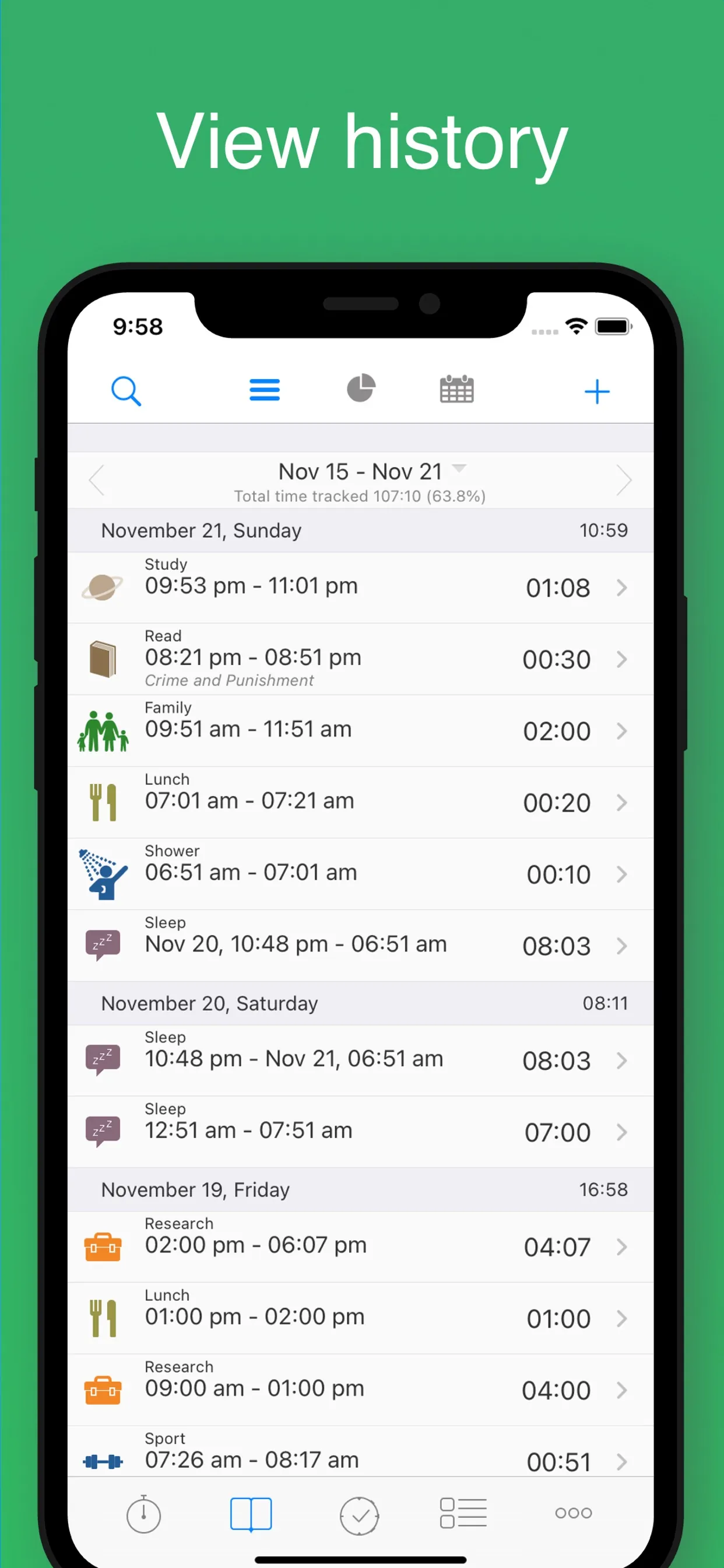 aTimeLogger Time Tracker iphone screenshot 3