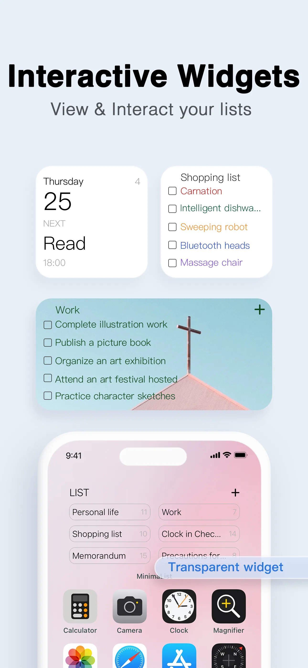 MinimaList: To do list &Widget iphone screenshot 2