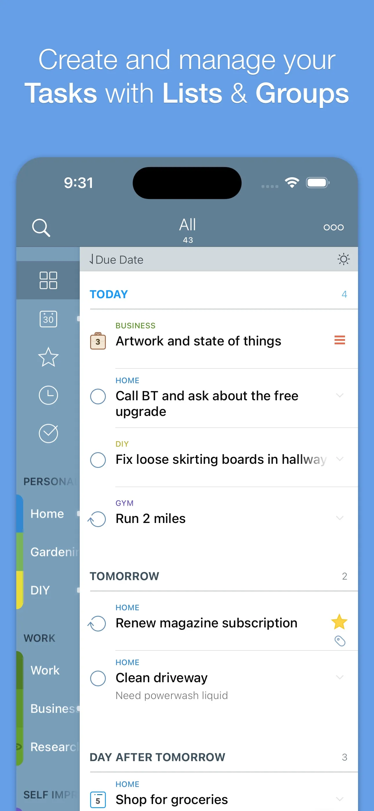 2Do - Todo List, Tasks & Notes iphone screenshot 1