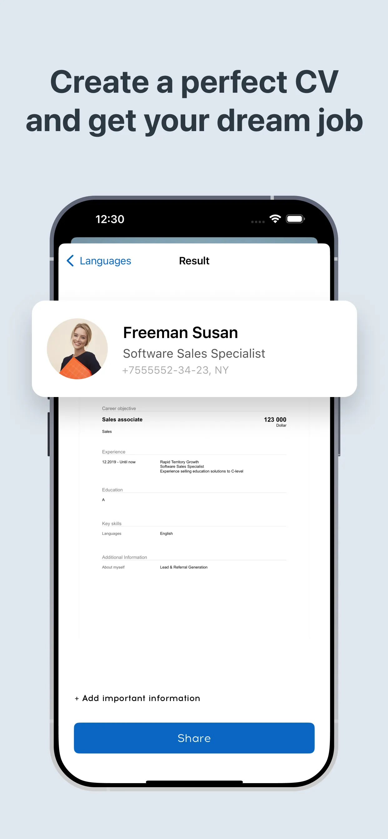 AI resume builder for linkedin iphone screenshot 1