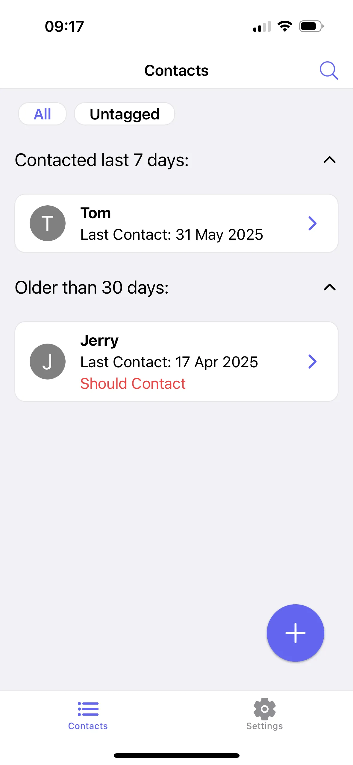 Ping: Contact Reminder iphone screenshot 2