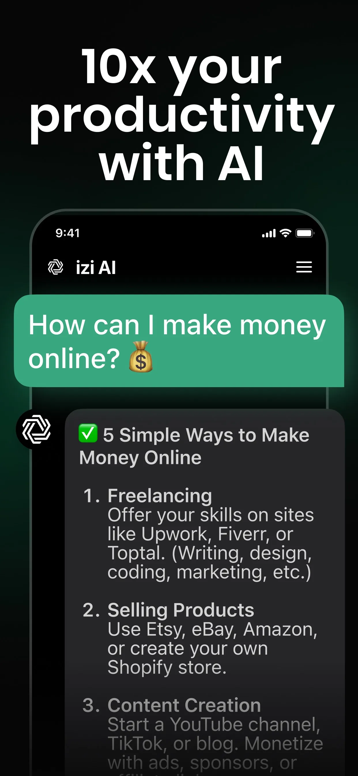 Izi AI - Chat Bot Assistant iphone screenshot 2